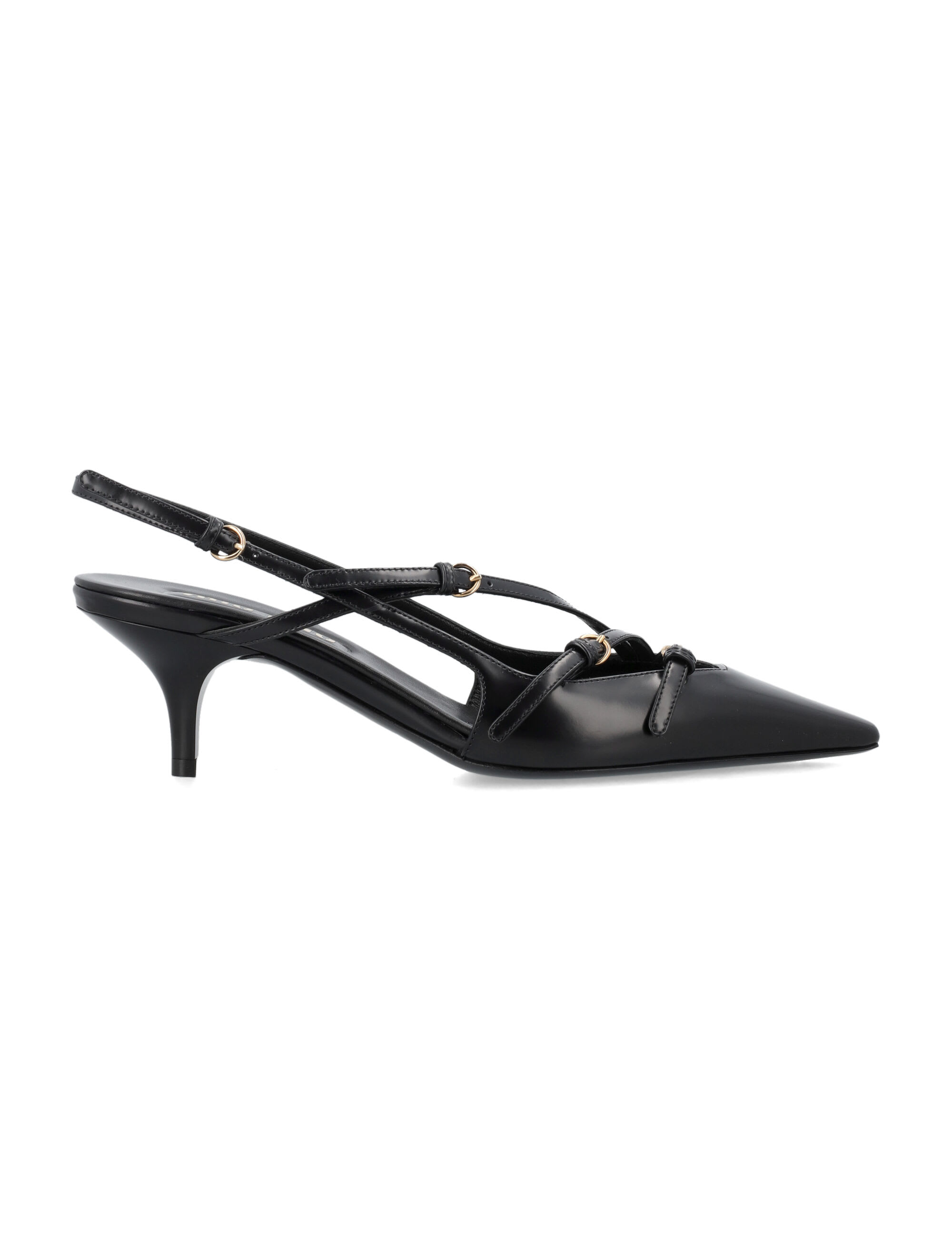 Miu Miu Brushed Leather Slingbacks With Buckles | italist