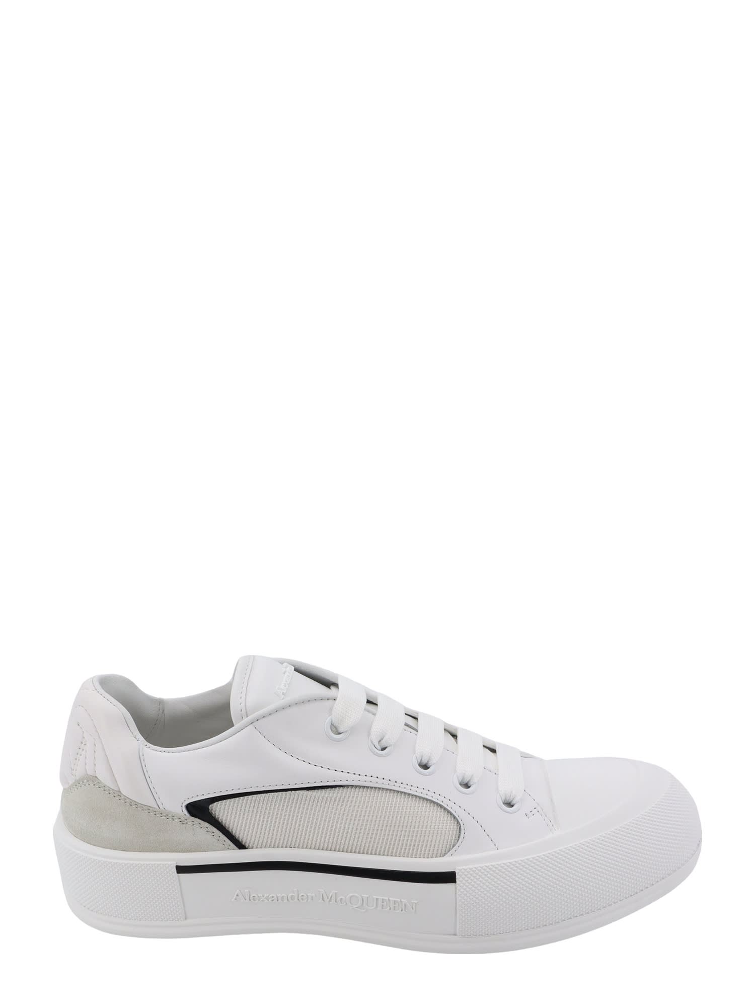 スニーカー ALEXANDER MCQUEEN WHITE CANVAS AND LEATHER PLIMSOLL SNEAKERS Alexander McQueen White Canvas And Leather Plimsoll Sneakers