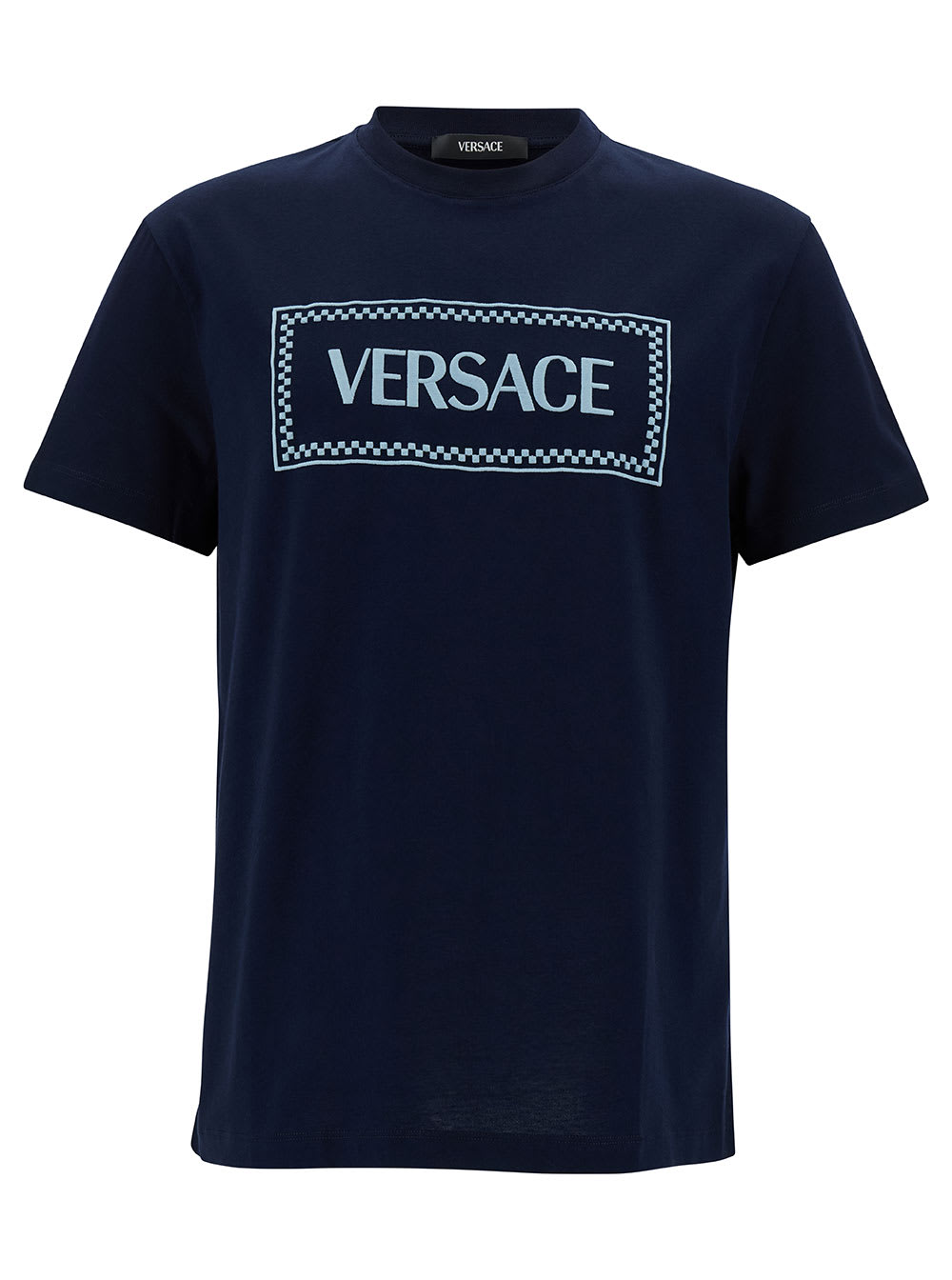 【送料&関税込】Versace Crewneck T-shirt With 90s Logo Print Versace Crewneck T-shirt With 90's Logo Print In Cotton