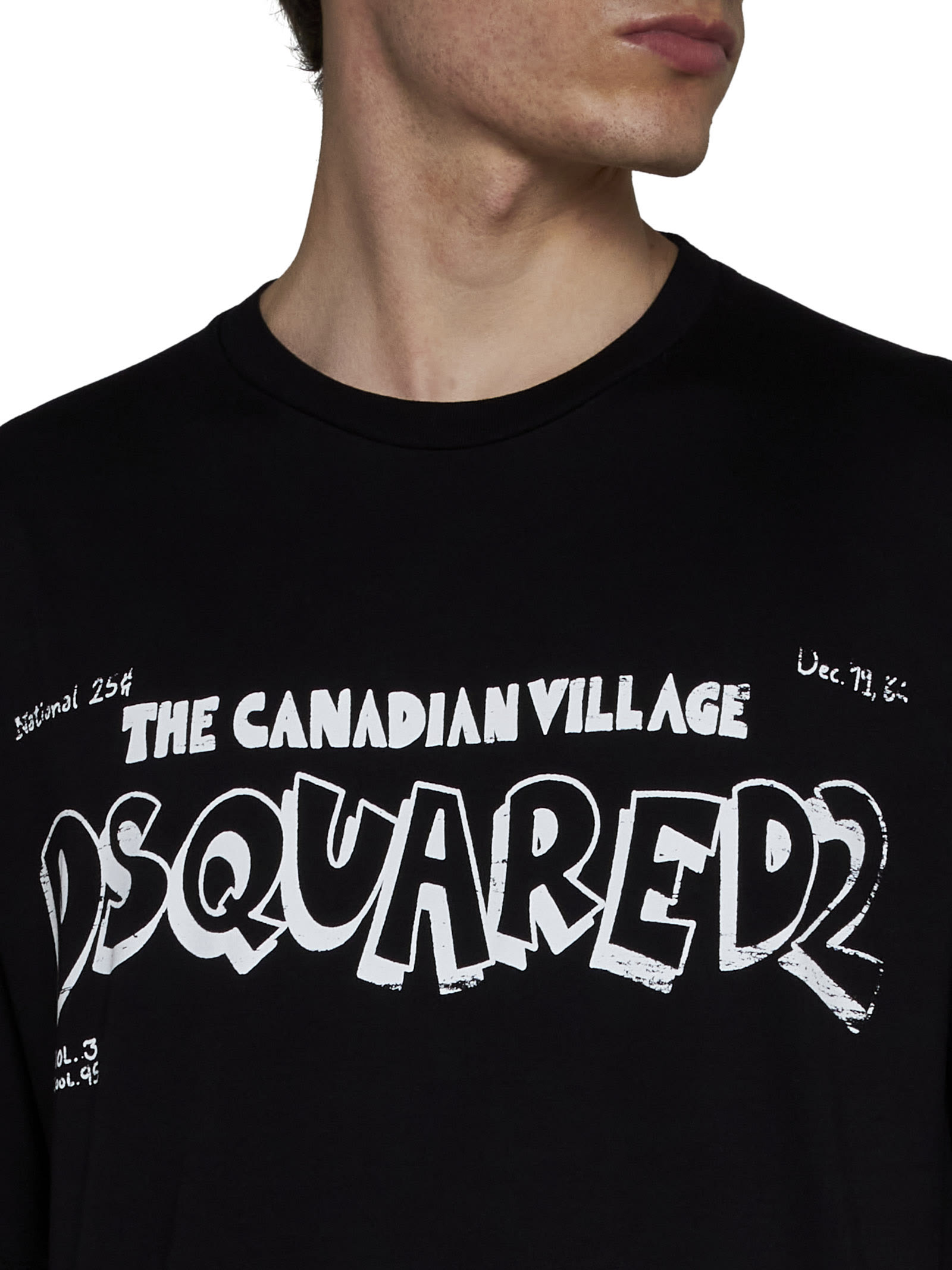 関税込 DSQUARED2 プリントTシャツ メンズ The Canadian Village Dsquared2 Crewneck T-shirt With Canadian Village Print