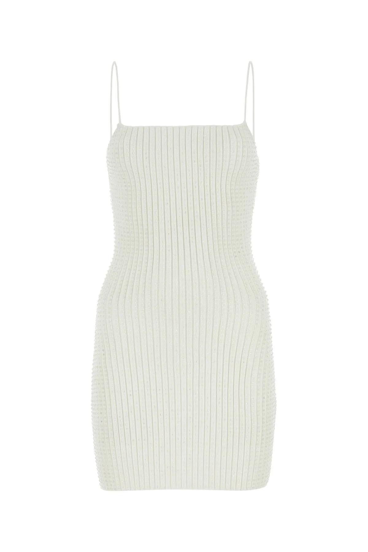 white stretch nylon mini dress