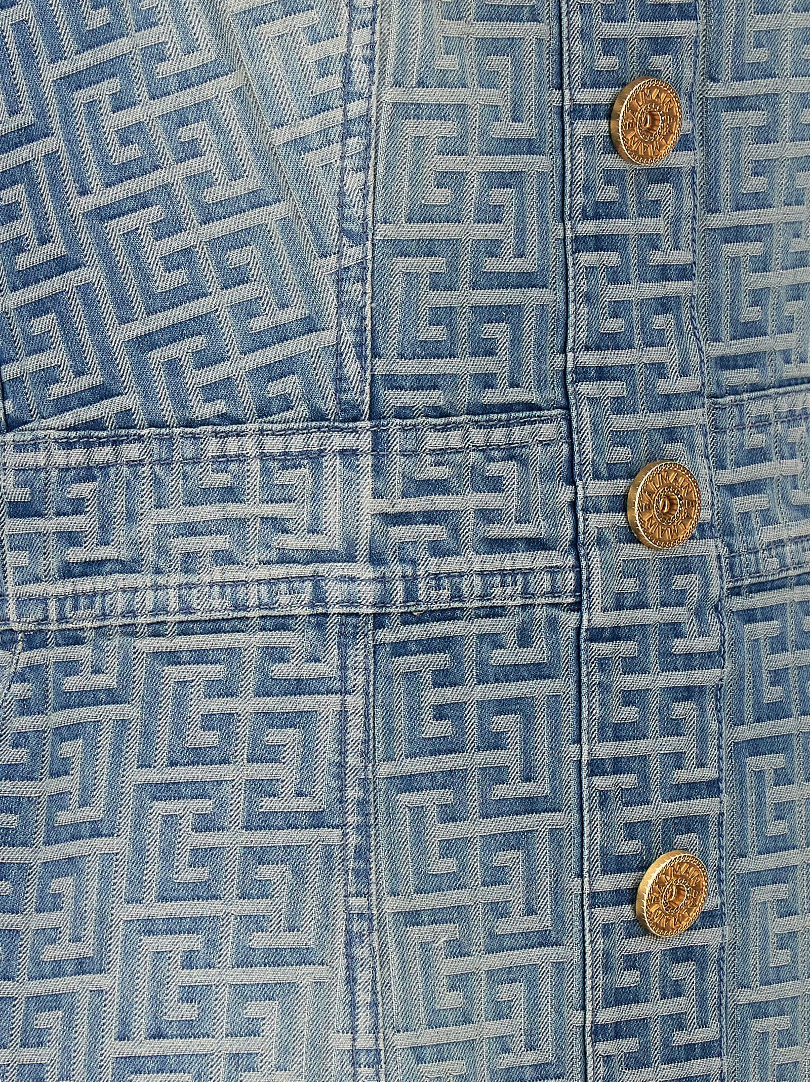 Balmain Monogram Denim Mini Dress | italist