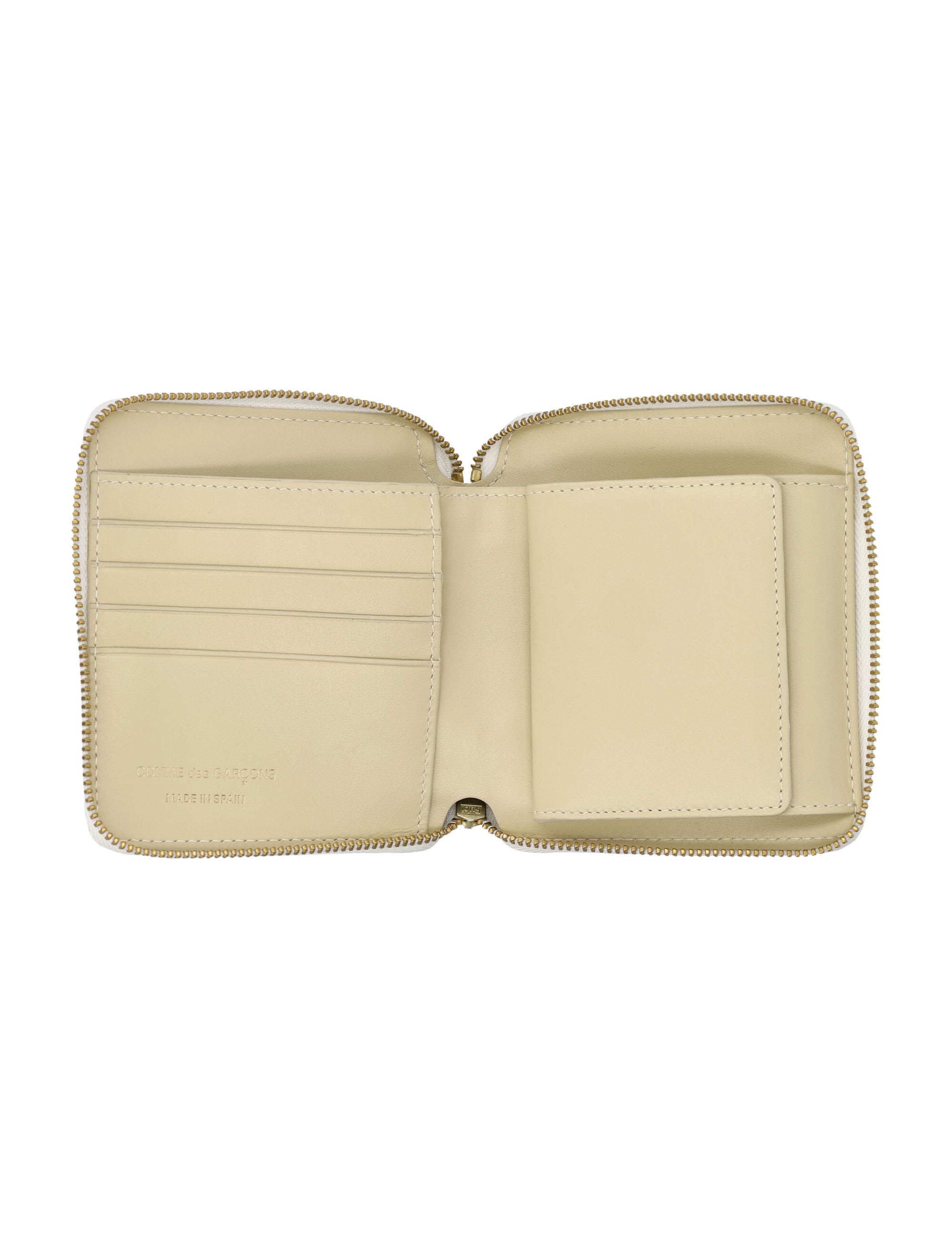 【Comme Des Garcons Wallet】leather vertical wallet (Ivory) Comme des Garçons Wallet Vertical Zip Around Wallet