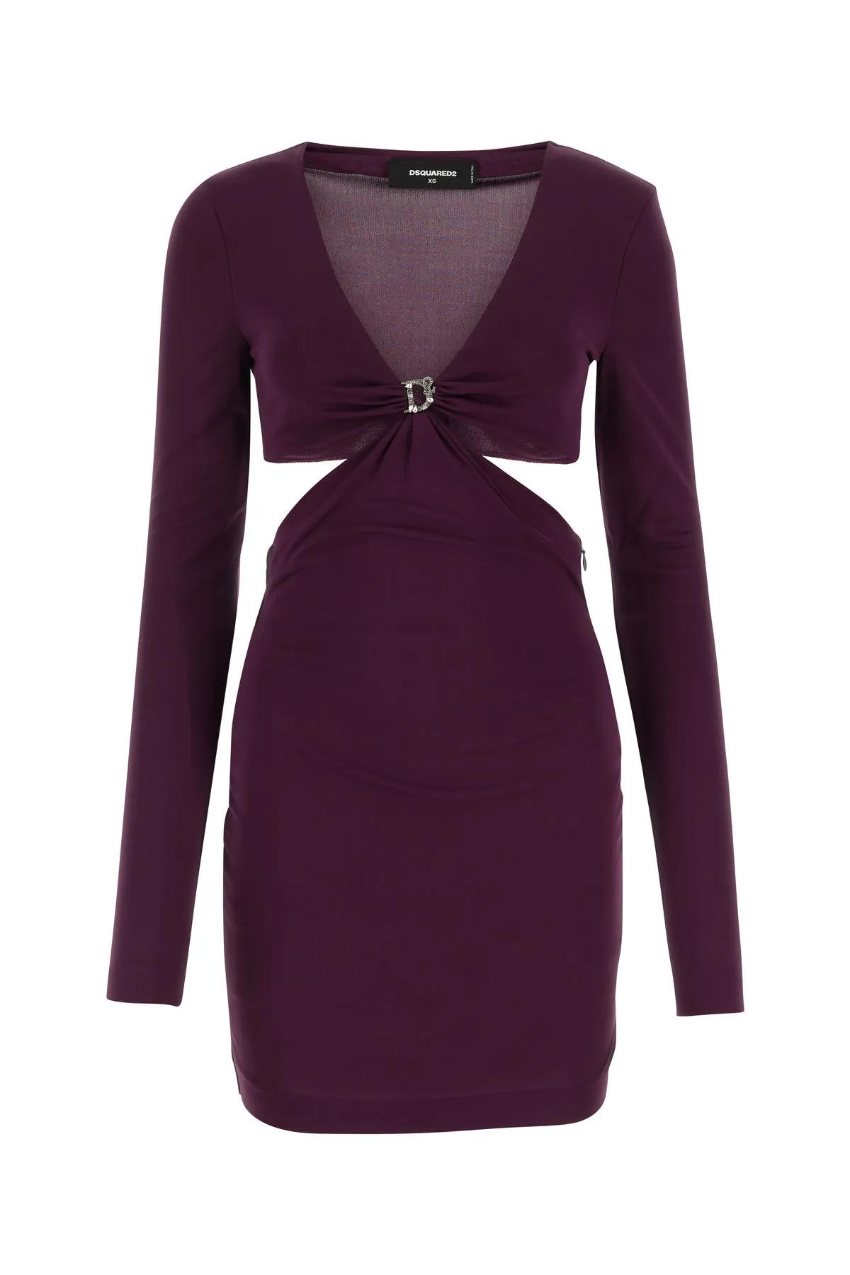 plum viscose mini dress dsquared2