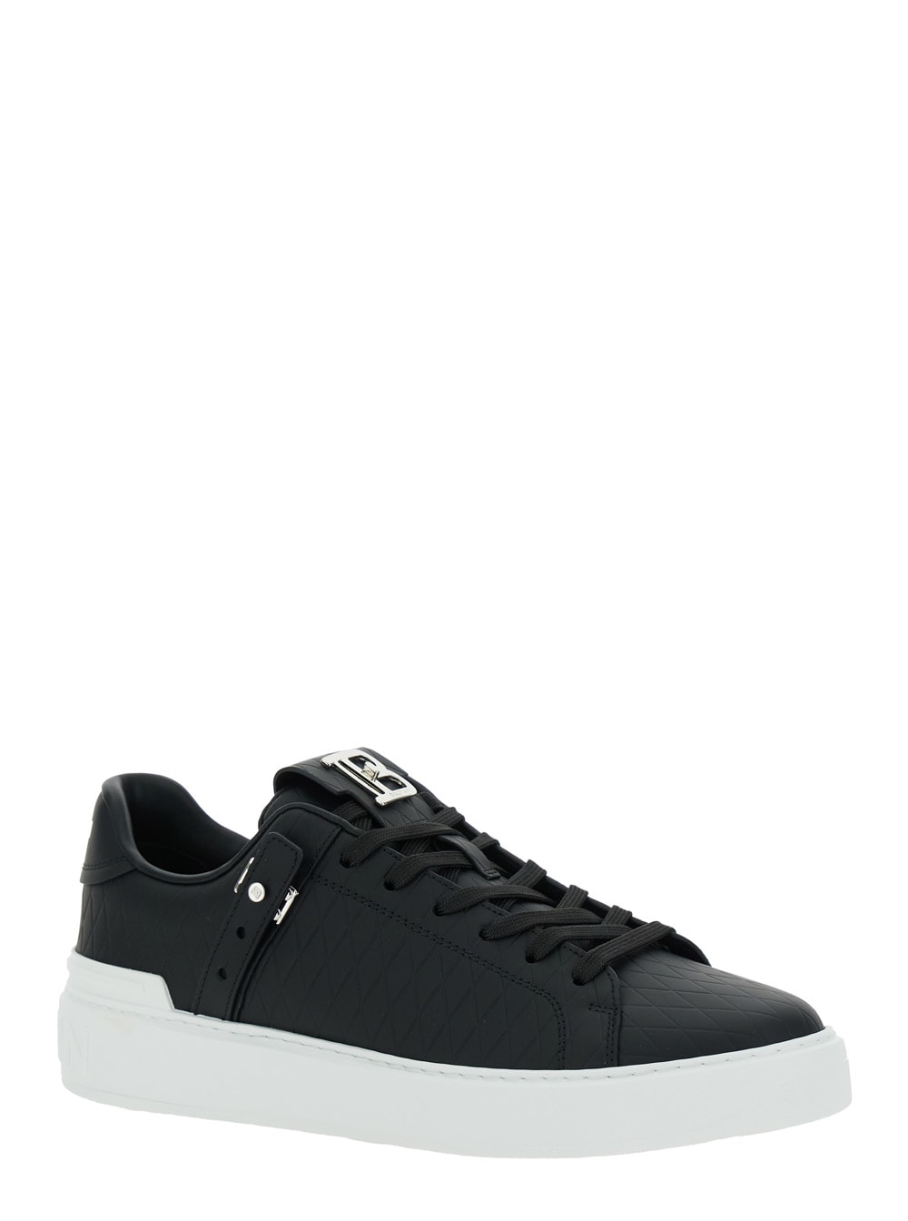 Balmain B-court B-buzz-grid Embossed Calfskin | italist