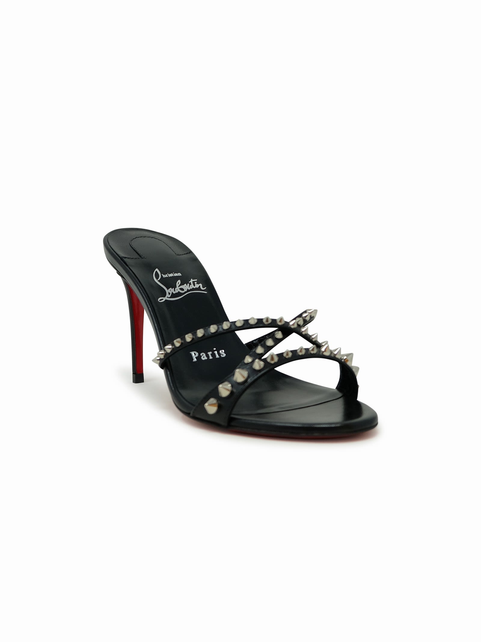 Christian Louboutinblack Leather Spikes Tatoosh 85 Mules Christian Louboutinblack Leather Spikes Tatoosh 85 Mules