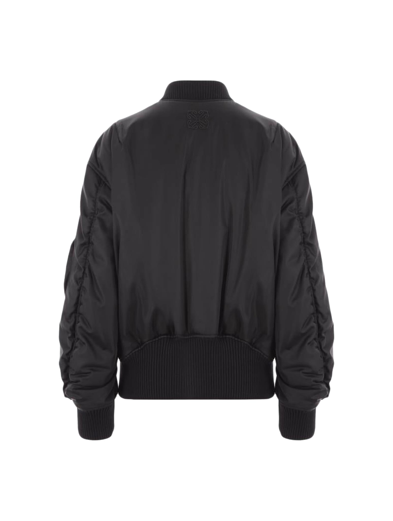 Off-white Arrow Leather Bomber Jacket In Black