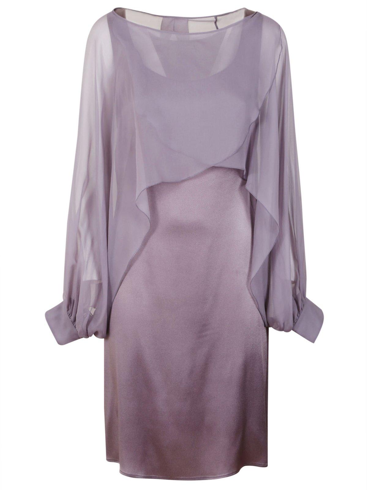 puff sleeved draped satin slip dress