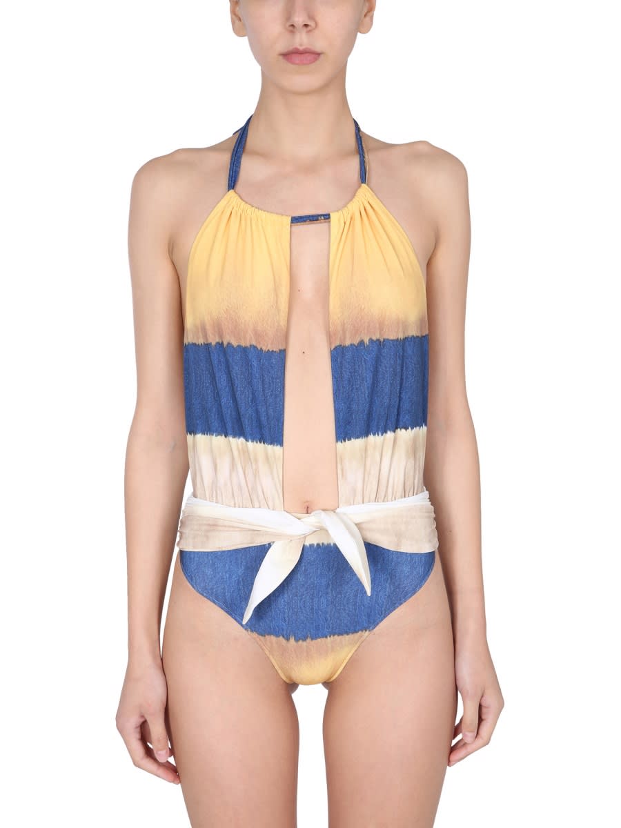 ワンピース水着 A FERRETTI ONE PIECE SWIMSUIT WITH TIE DYE PRINT Alberta Ferretti One Piece Swimsuit With Tie Dye Print