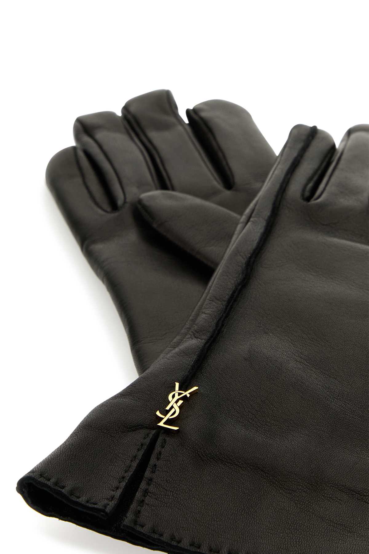 手袋 SAINT LAURENT BLACK LEATHER CASSANDRE GLOVES Saint Laurent Leather Cassandre Gloves | italist