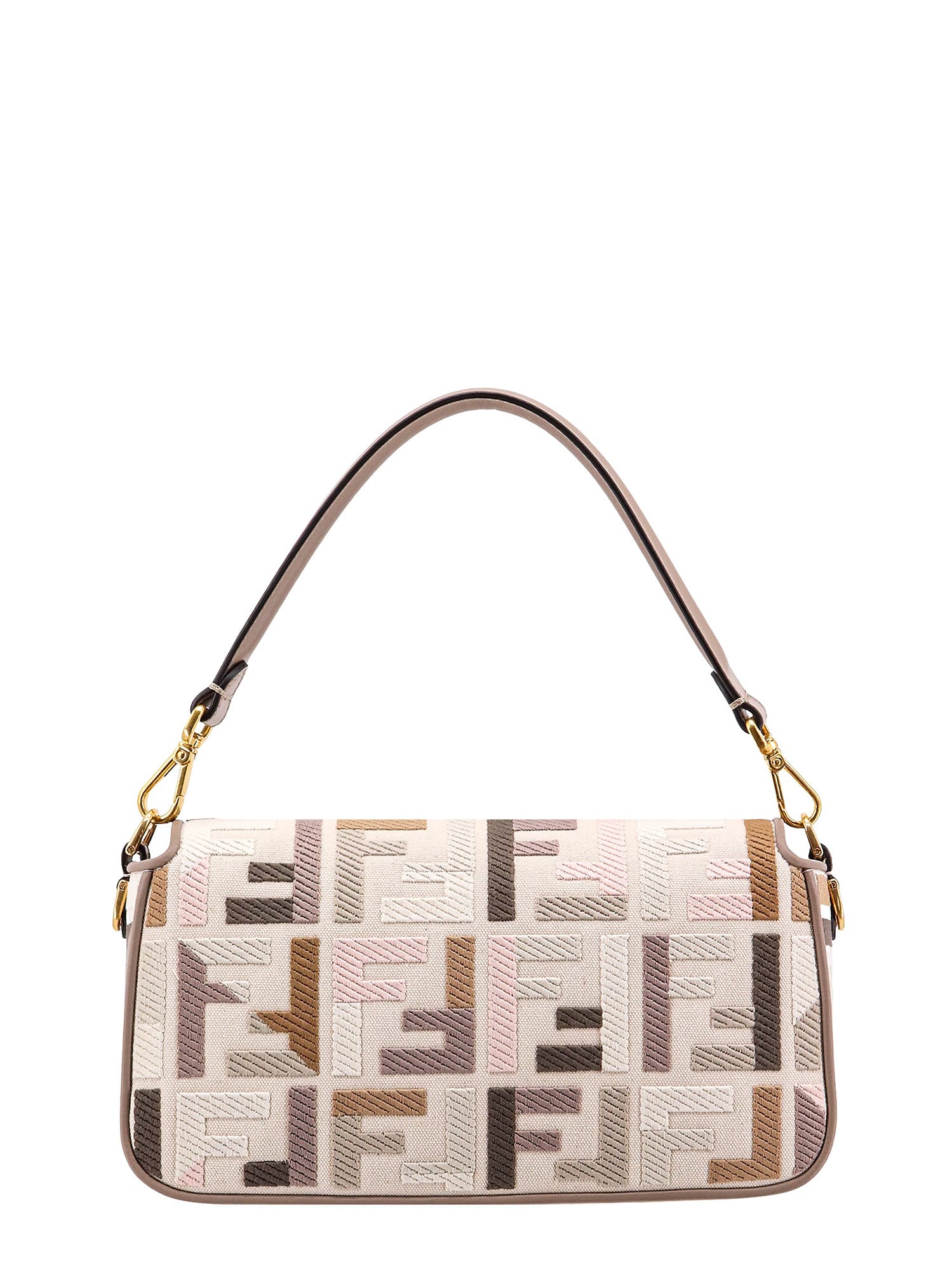 Baguette  Fendi Womens Baguette Embroidered Pink Canvas Bag > All