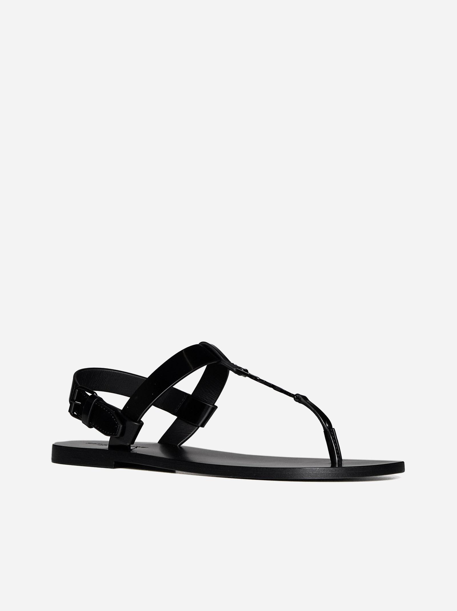 【Saint Laurent】YSL PEPE SANDAL◆818294DWEDD Saint Laurent Men's Pepe 05 YSL Slide Sandals in Leather