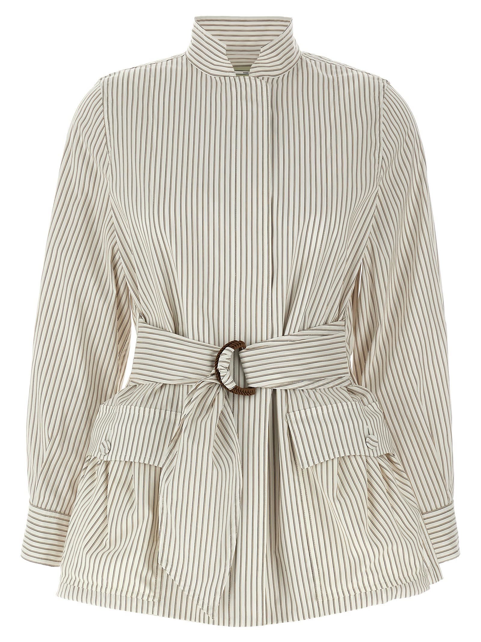 【VIP価格】FENDI Striped Shirt Jacket Fendi Striped Jacket in White | Lyst