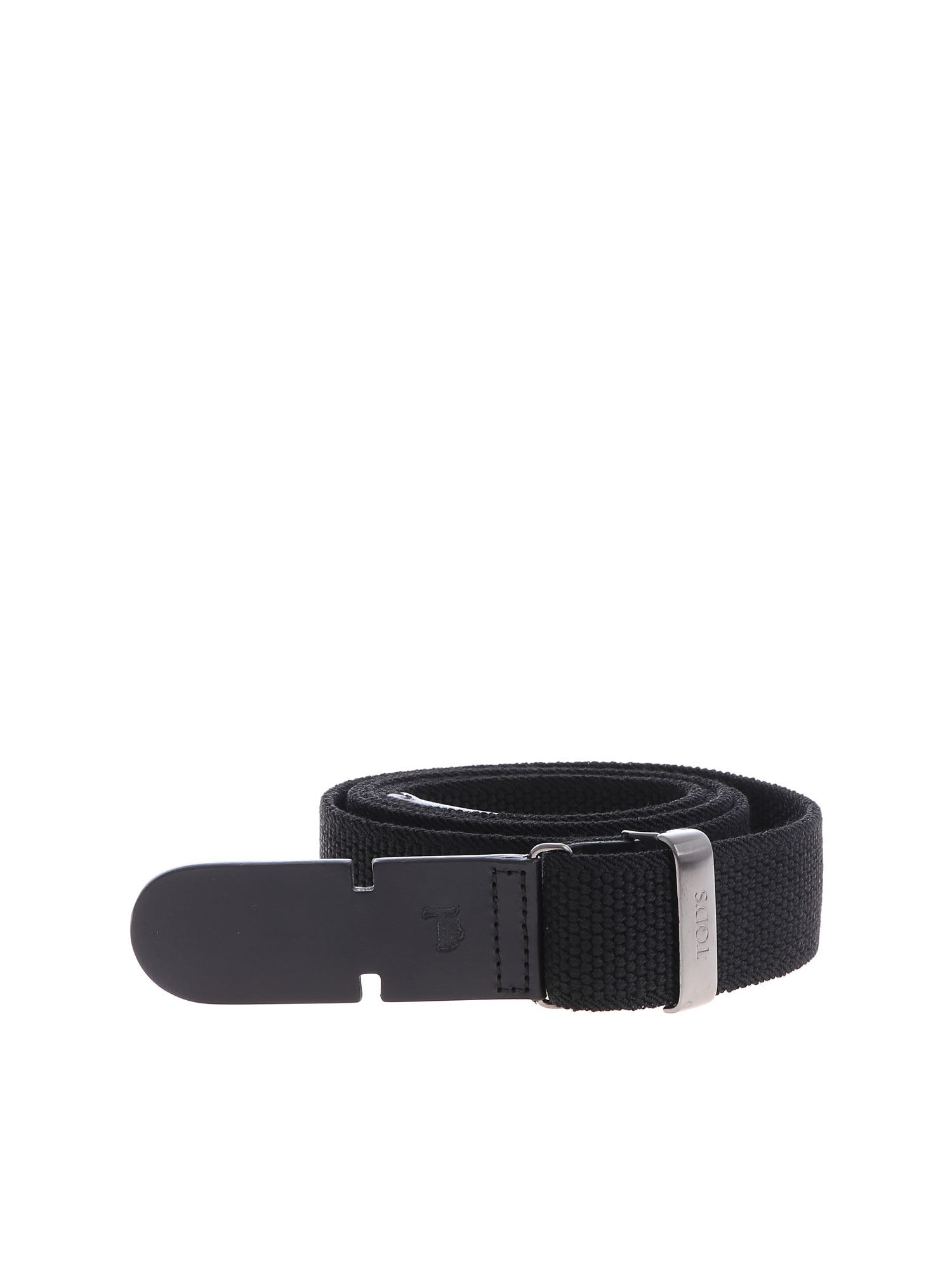 Tod's Black Belt In Canvas And Leather | italist