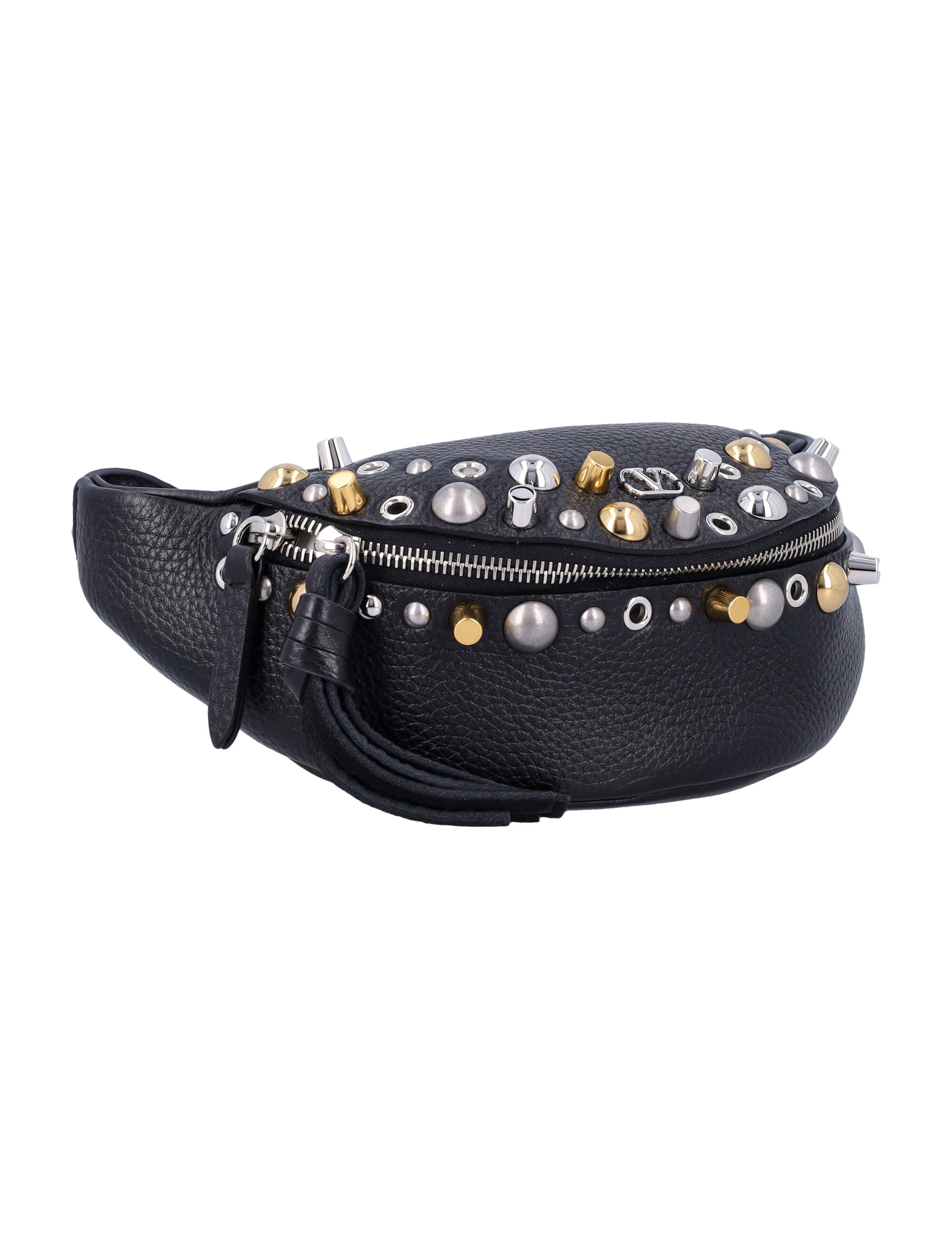 国内発 VALENTINO Nellcote スタッズ ベルトバッグ Valentino Garavani - Nellcôte Black Leather Stud Belt Bag