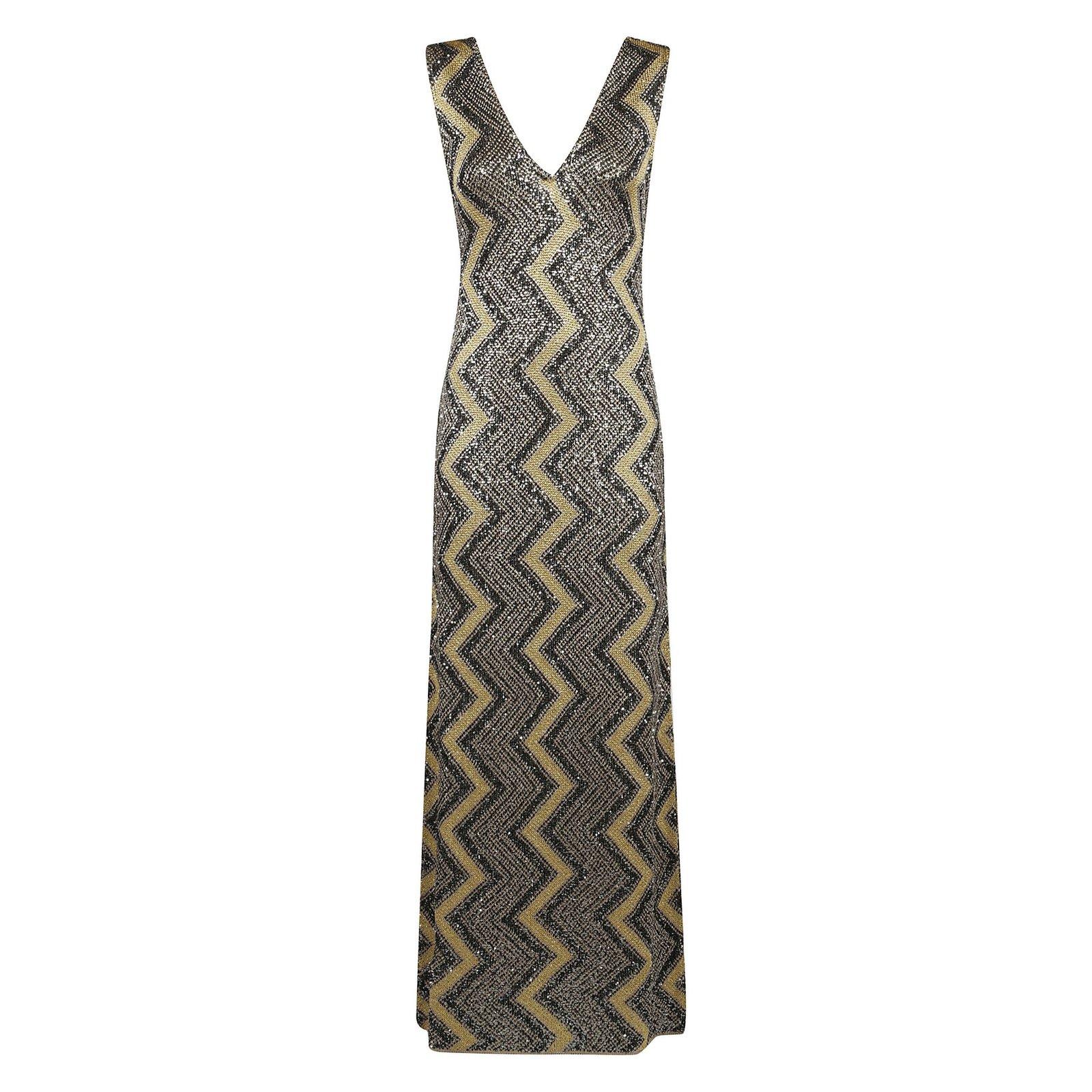 sequin embellished zig zag maxi dress