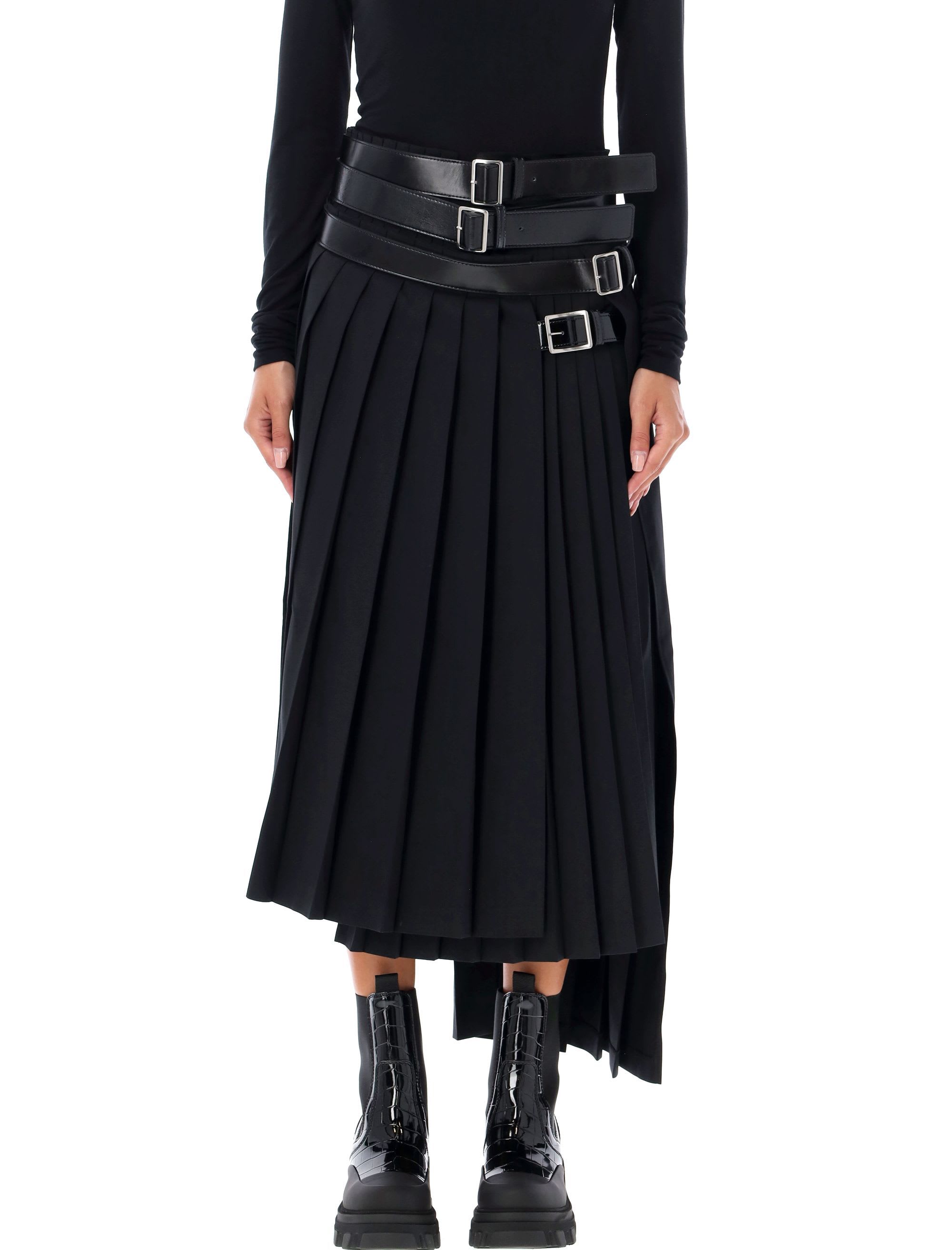 Junya Watanabe Belted Pleated Long Skirt | italist