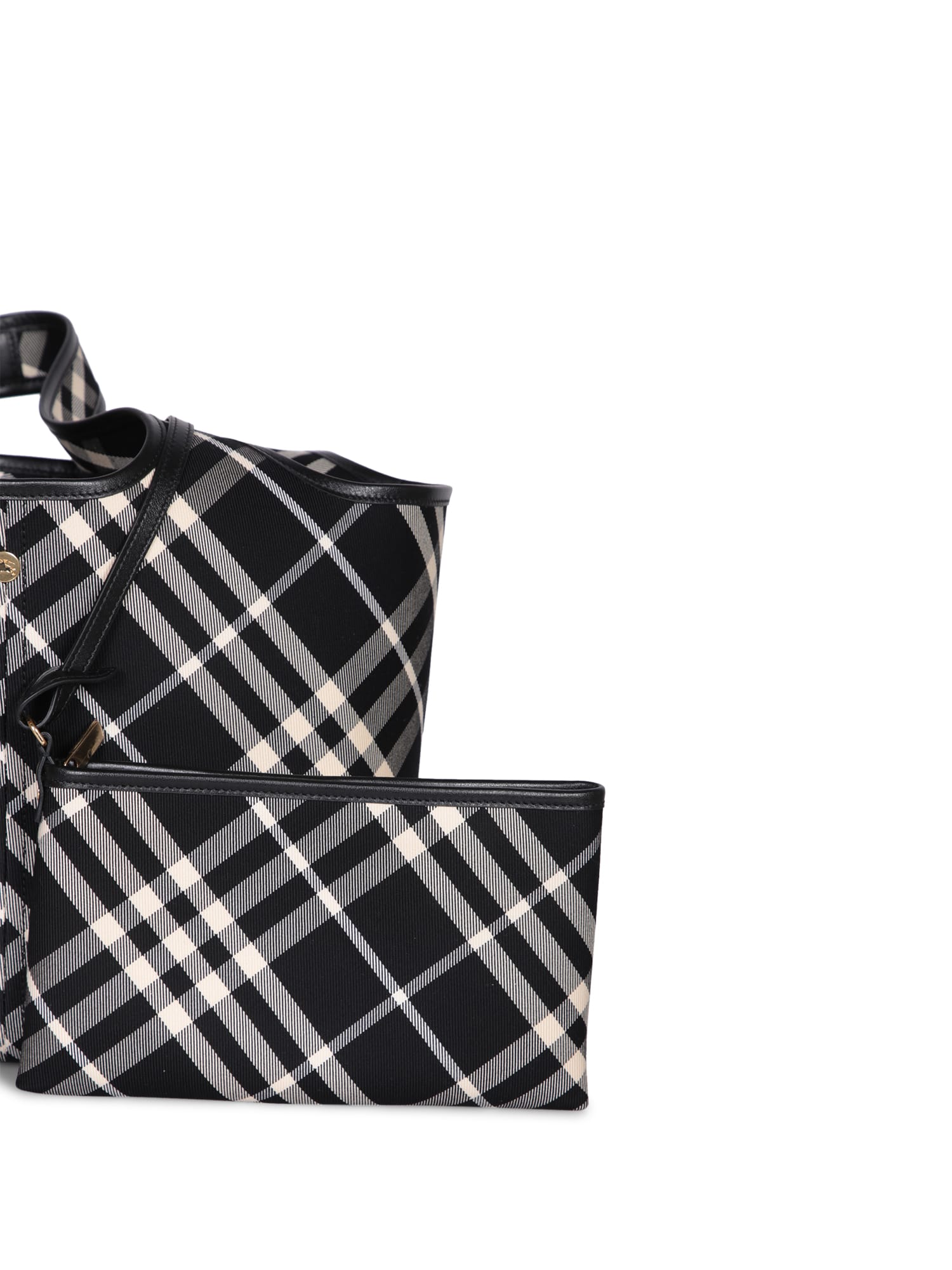 【関税&送料込】Burberry Embroidered Canvas Small Check Shop Burberry Embroidered Canvas Small Check Shopping Bag