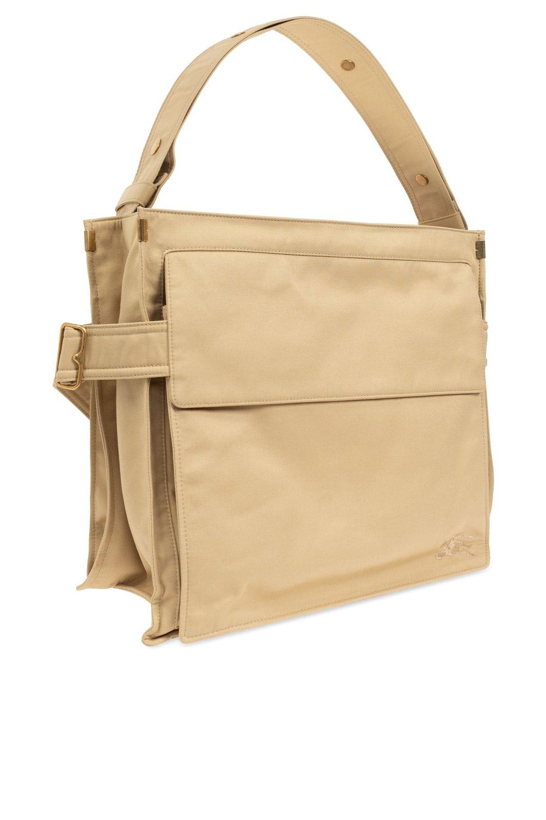 トートバッグ BURBERRY Embroidered Canvas Crossbred Bag BURBERRY Embroidered Tote Bag Leather Canvas Logo Large