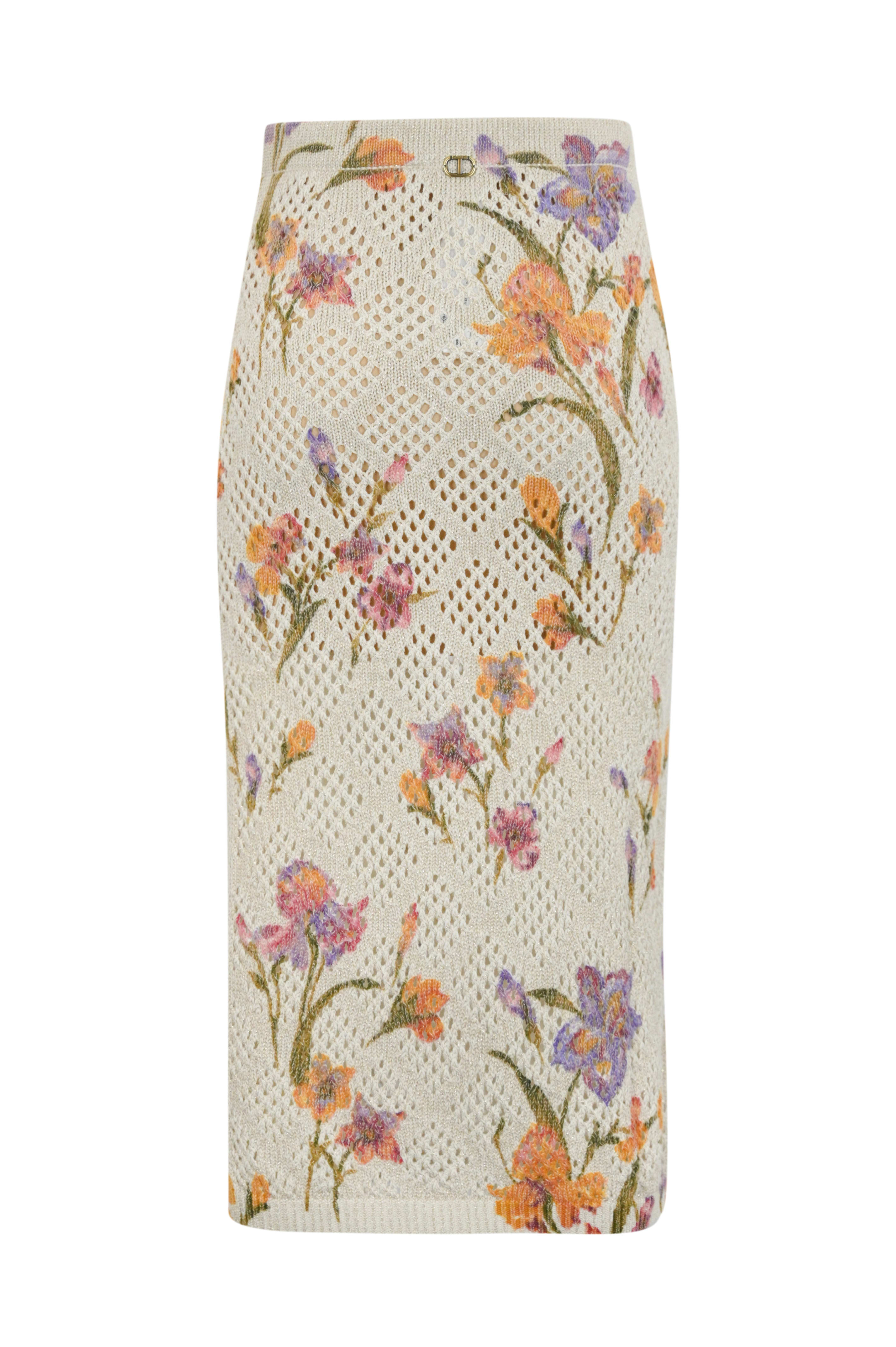 TwinSet Mesh Skirt With Floral Print | italist