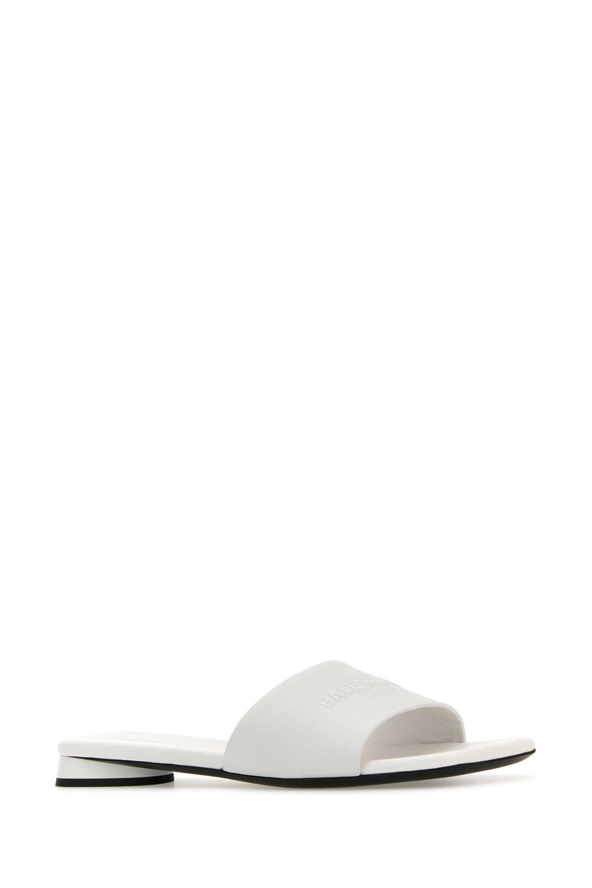 【送料&関税込】Balenciaga White Leather Duty Free Slippers Balenciaga White Leather Duty Free Slippers | italist