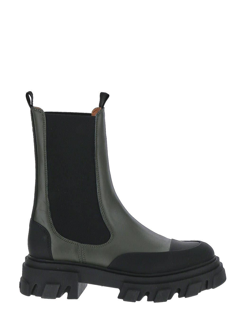 GANNI ラウントトゥスリッホンチェルシフツ S24974914 004 Black Black Low Cut Western Chelsea Boots | GANNI US