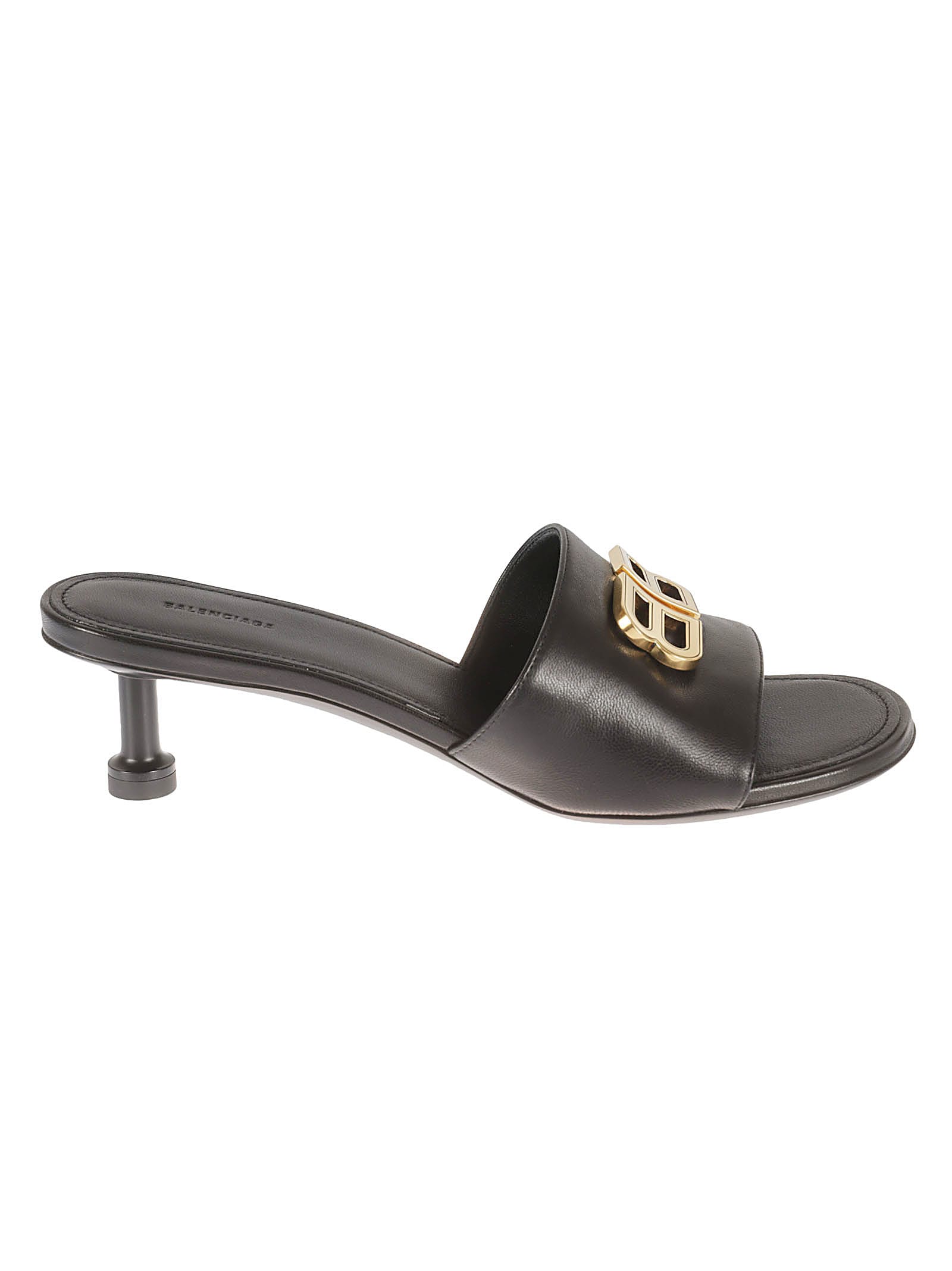 【BALENCIAGA】GROUPIE SANDALS BALENCIAGA Groupie BB Logo Slide Sandal - Black/ Gold Sz 40