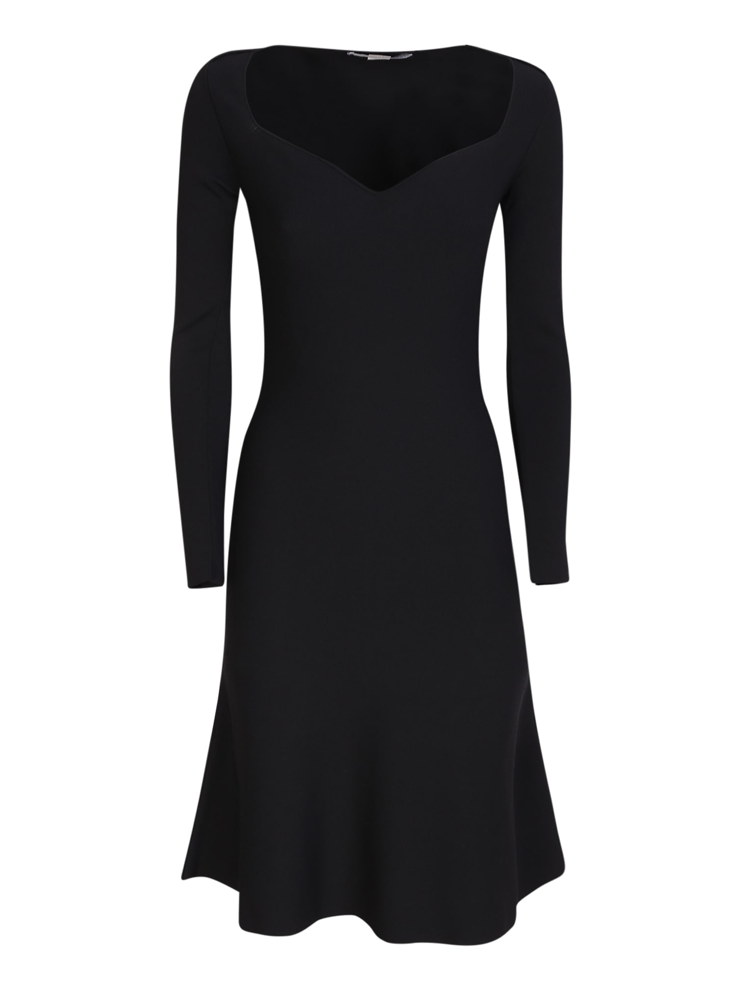 dress with black sweetheart neckline