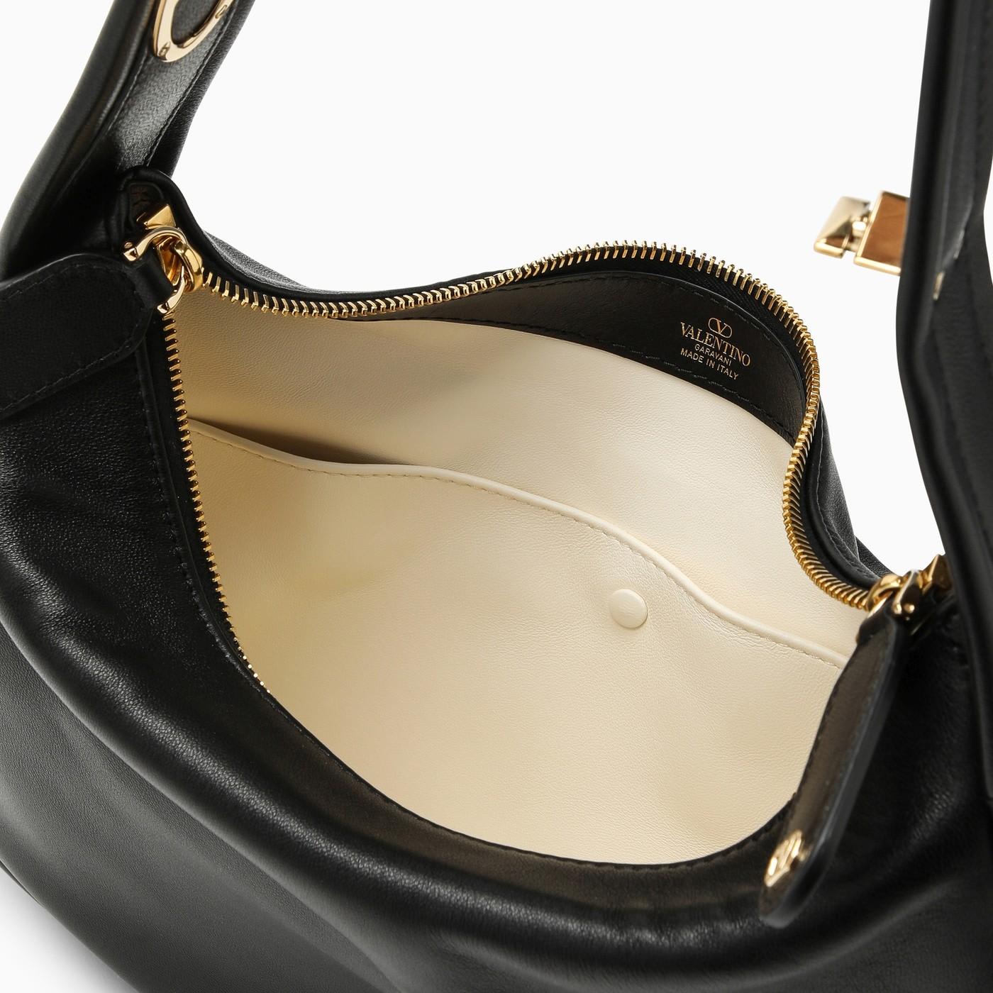 【関税&送料込】Valentino Garavani Leather Small Go-Hobo Sho Valentino Garavani Small Go-hobo Bag In Black Leather