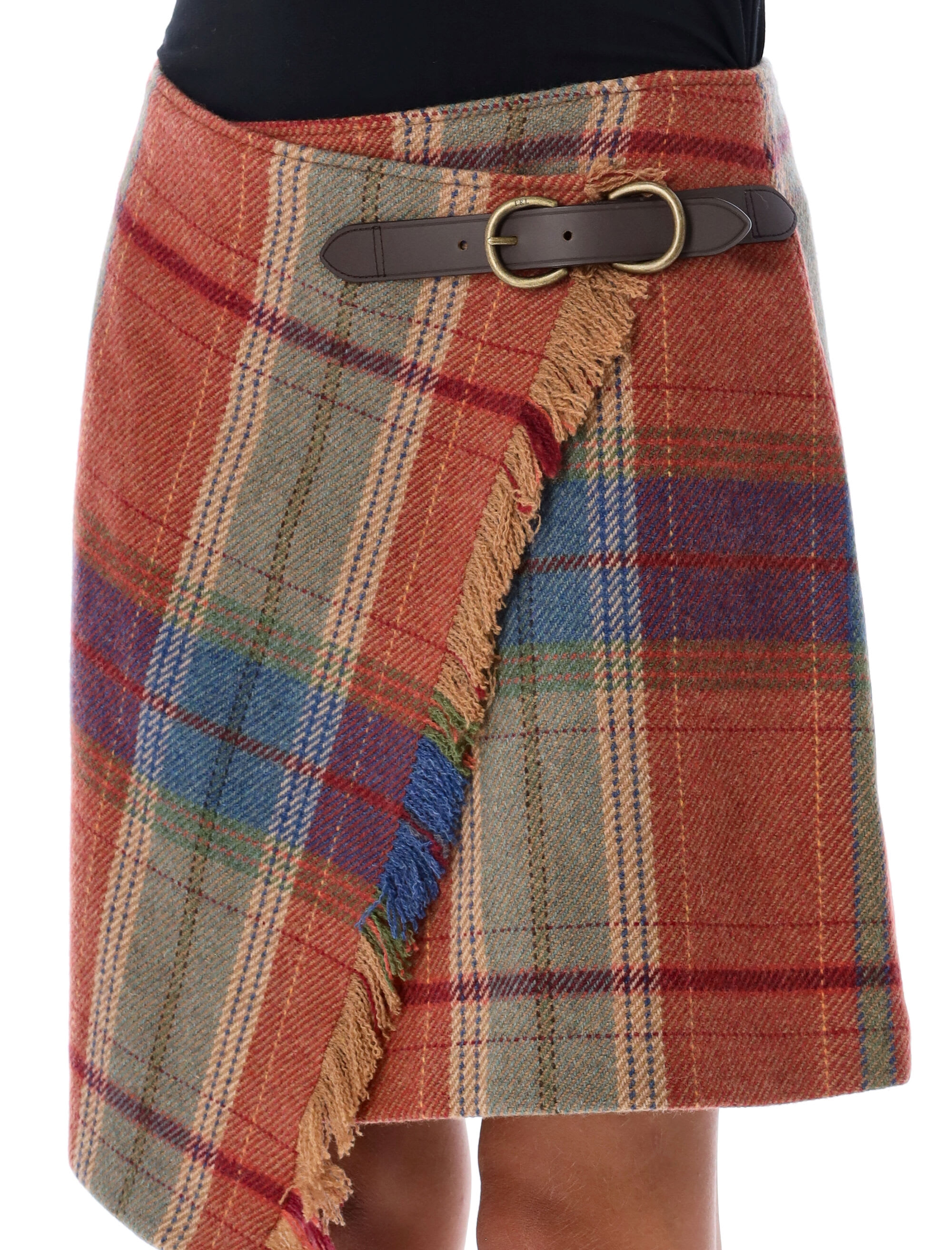 Polo Ralph Lauren Plaid Fringe-and-leather-trim Wrap Skirt | italist,  ALWAYS LIKE A SALE