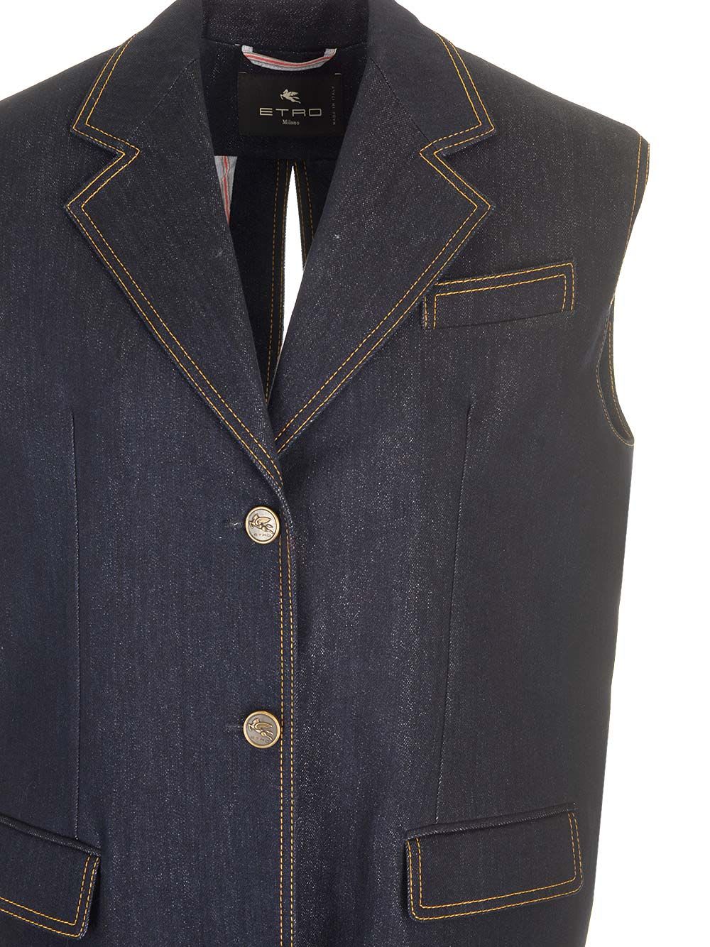 【送料&関税込】Etro Mixed Wool Waist Coat Etro Denim Waistcoat | italist
