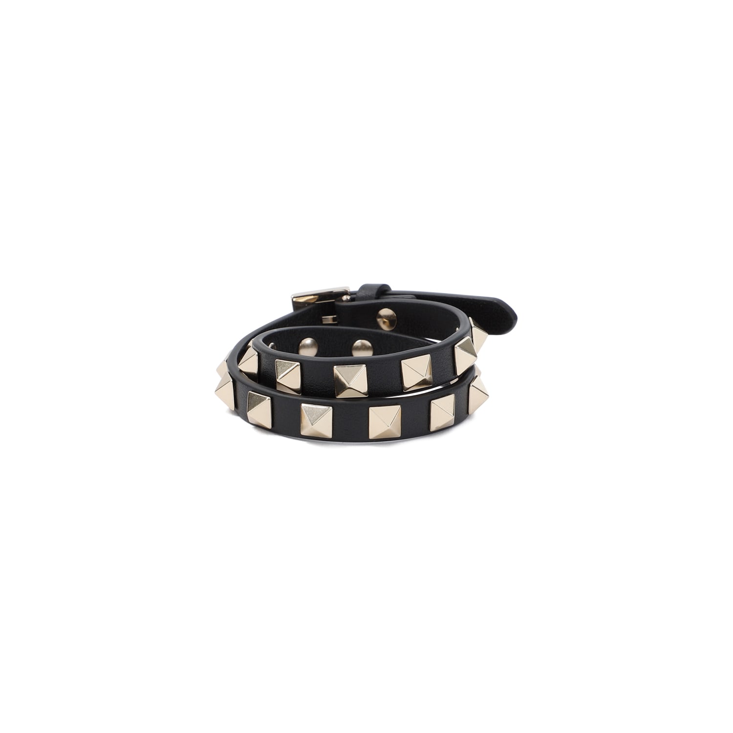 【関税&送料込】Valentino Garavani Leather Bracelet Rockst Valentino Garavani Rockstud Leather Bracelet | Black | FARFETCH