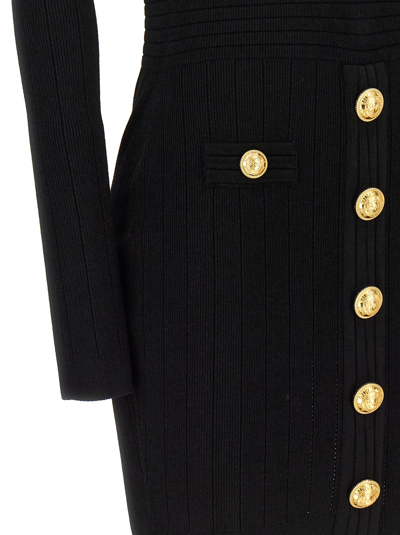 【送料&関税込】Balmain Logo Button Ribbed Dress Balmain Logo Button Ribbed Dress | italist