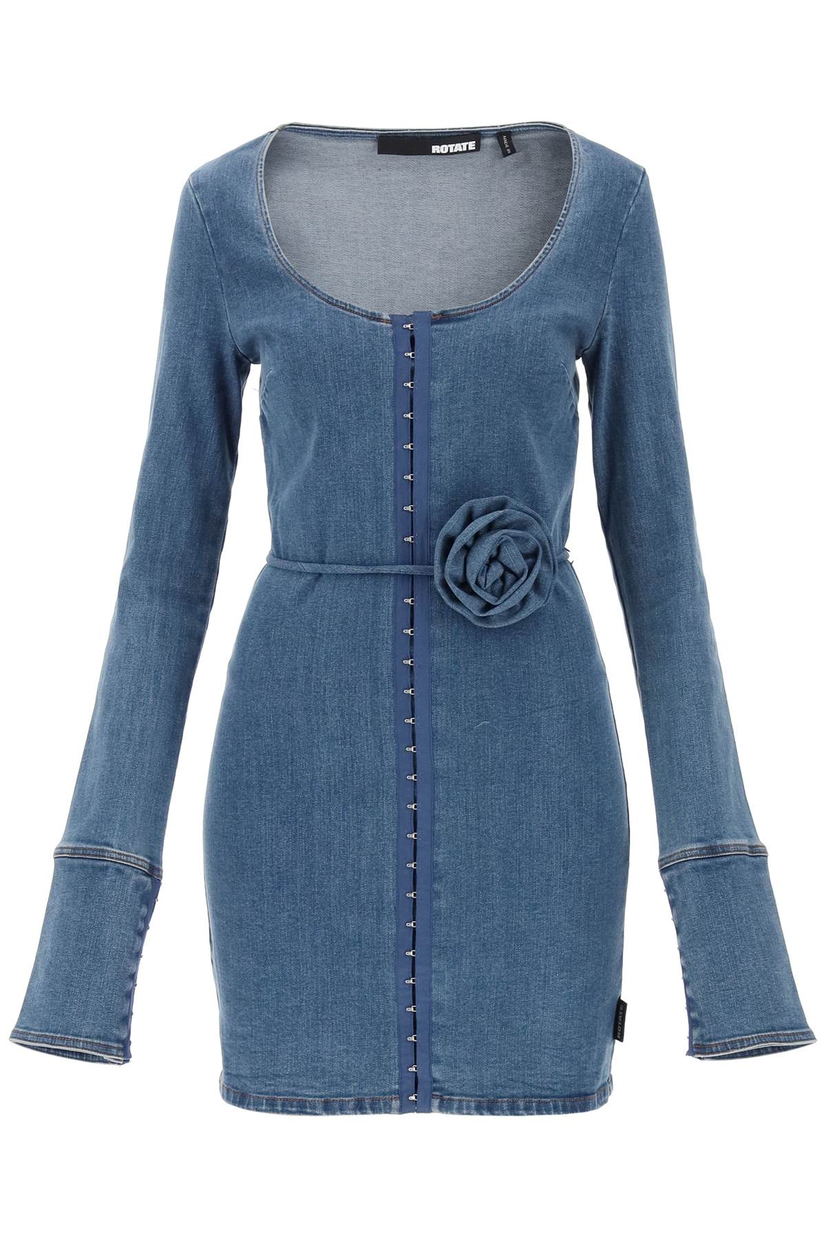 stretch denim scoop neck mini dress