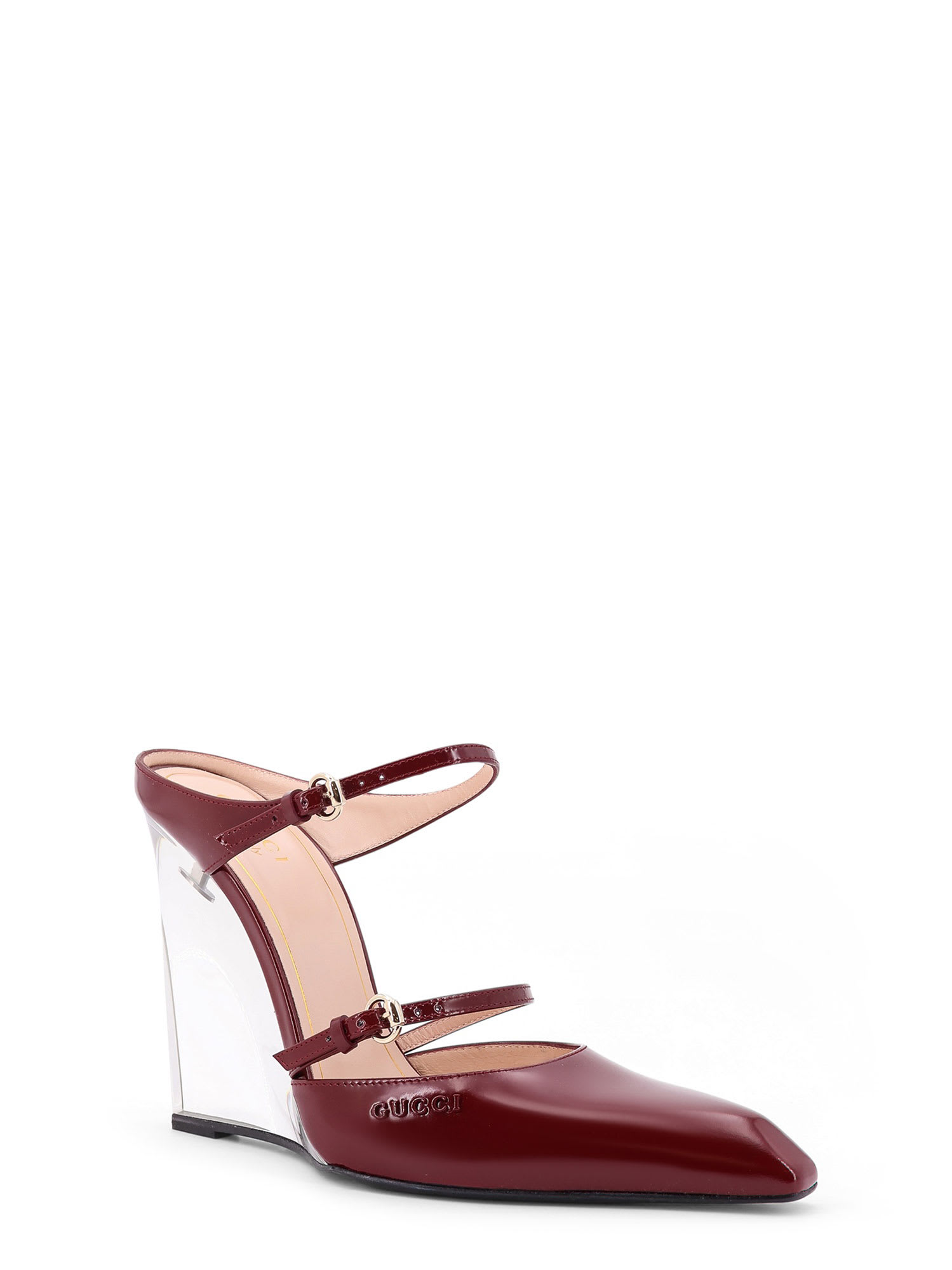 Gucci ヒール 赤 Wedge Leather Mule グッチ Gucci Wedge Leather Mule | italist