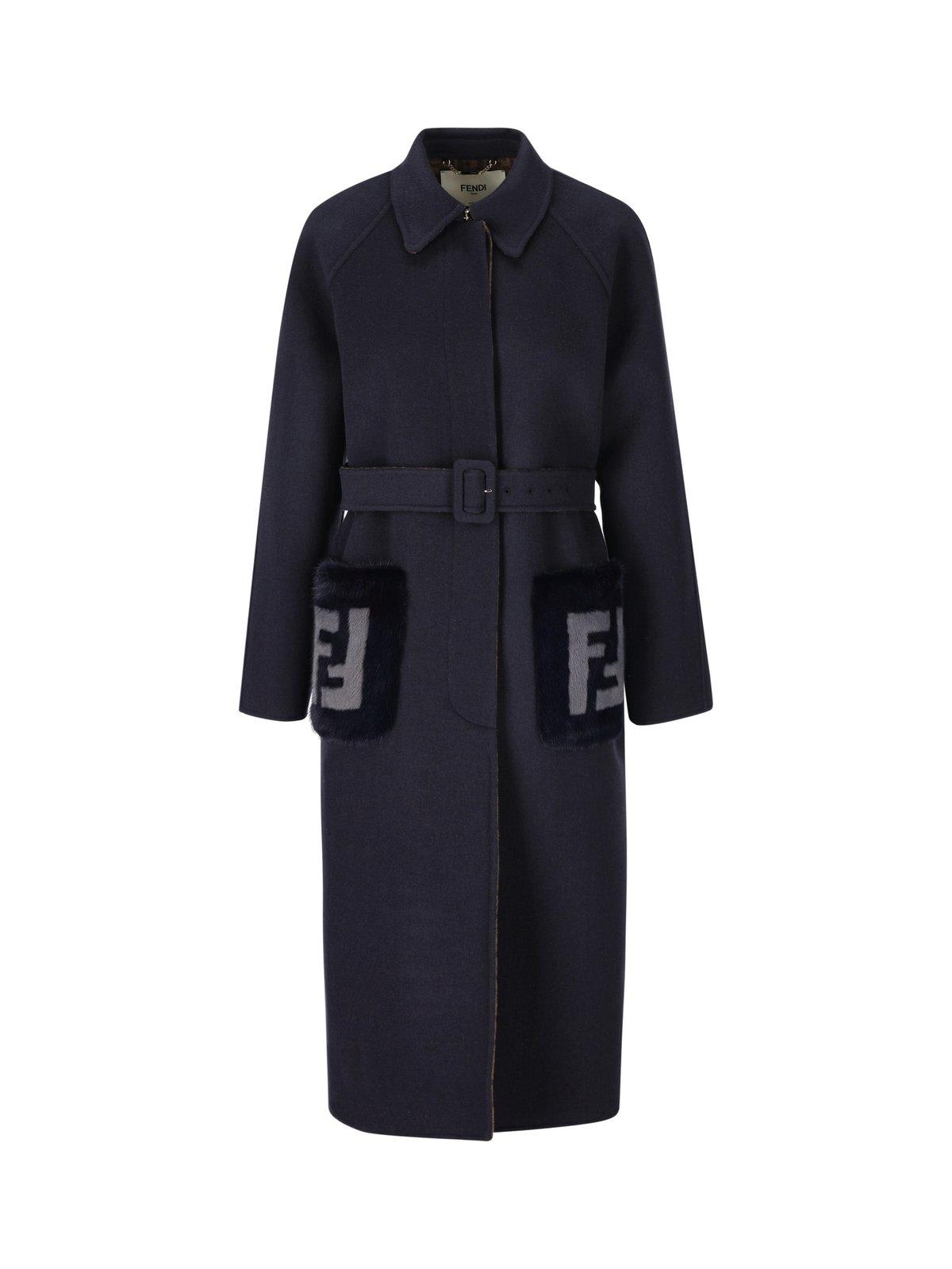 FENDI 21aw double breasted コート FENDI FF-print double-breasted Reversible Coat | Black