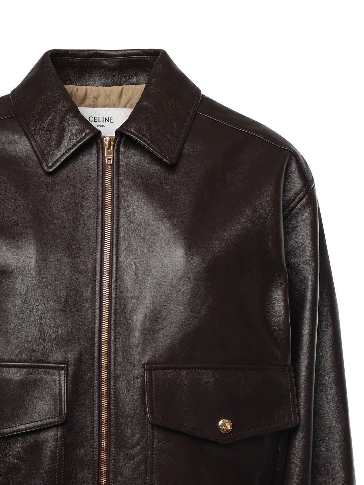 ◆CELINE◆LOOSE AVIATOR BLOUSON JACKET ジャケット LOOSE AVIATOR BLOUSON JACKET IN SOFT LAMBSKIN - EBENE | CELINE