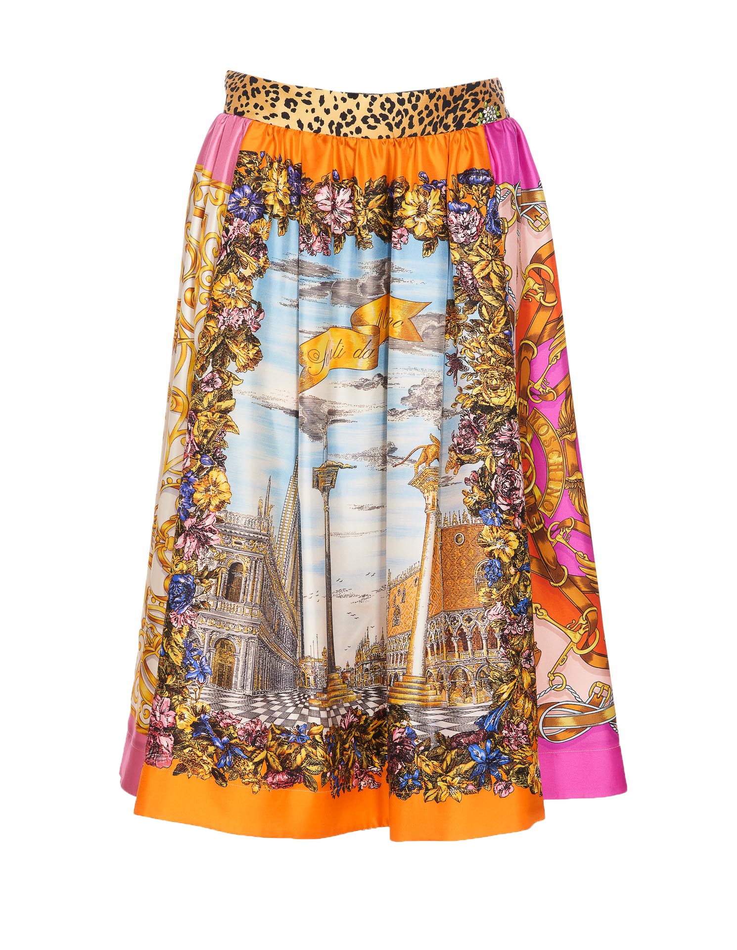 BOUTIQUE MOSCHINO イタリア製 GIRLプリント スカート M Moschino Scarf Print Skirt | italist