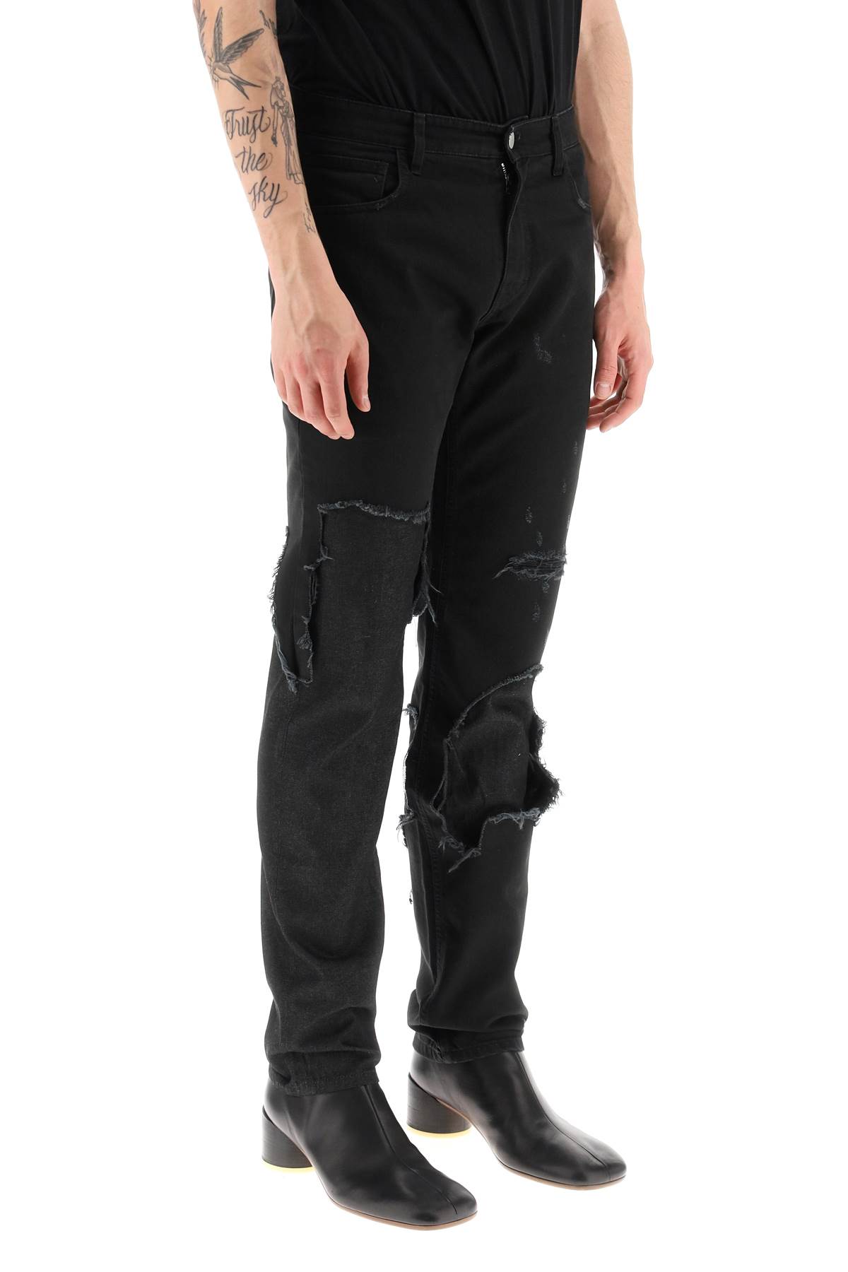 Raf Simons Double-layered Destroyed Jeans | italist, ALWAYS LIKE