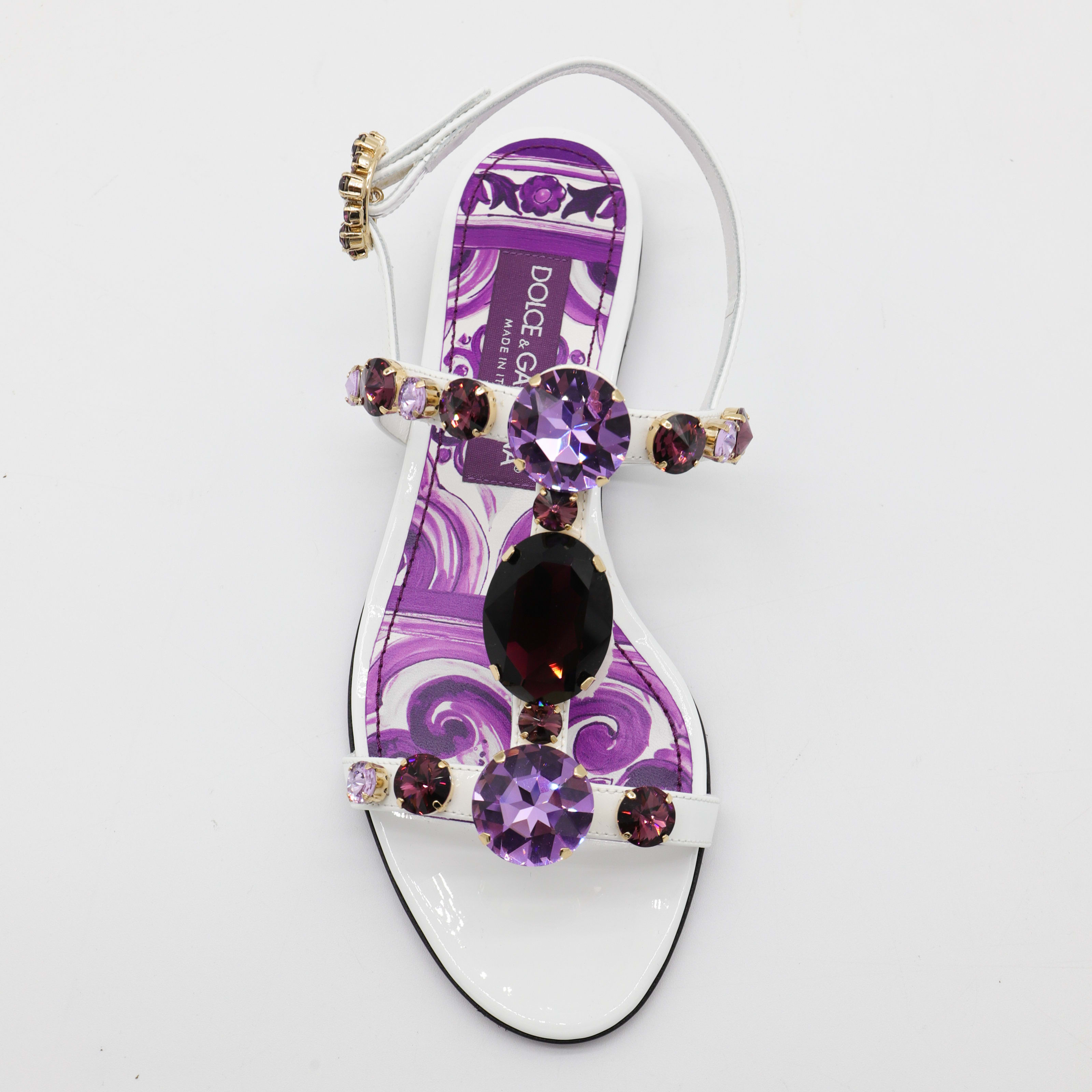Dolce & Gabbana White And Violet Leather Sandals | italist