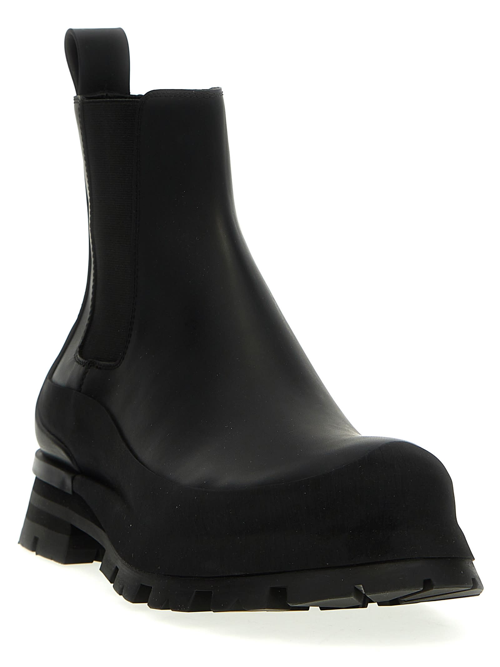 Alexander McQueen Black Leather Chelsea Wander Ankle Boots