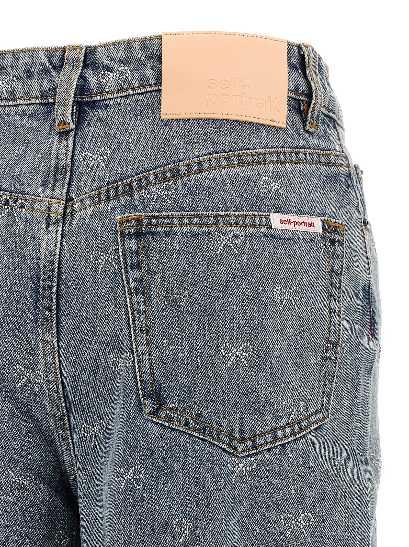 デニム・ジーパン SELF PORTRAIT LIGHT BLUE DIAMANTE BOW JEANS SELF-PORTRAIT Bow Diamond Jeans LIGHT BLUE | Base Blu