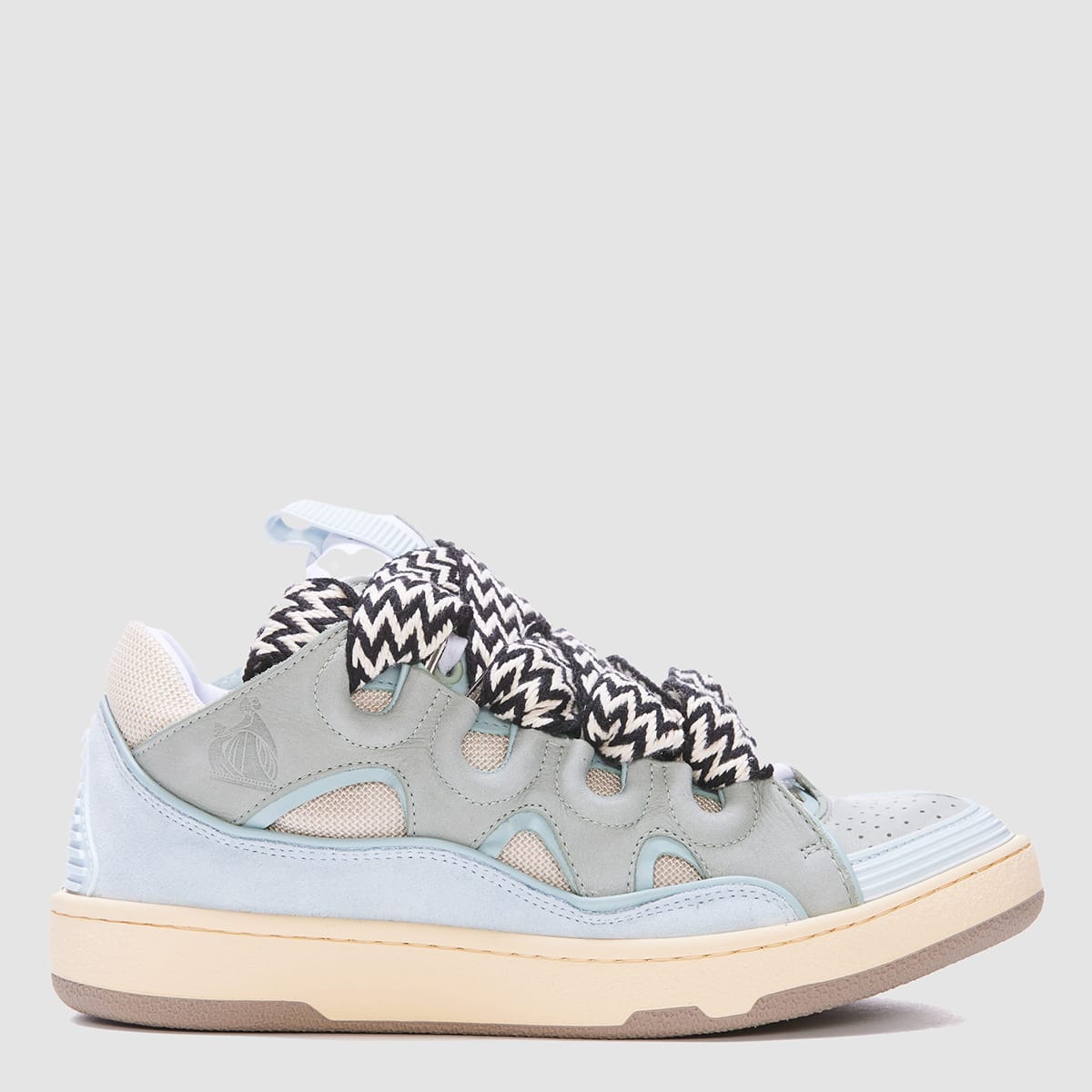 スニーカー Lanvin Pale Blue Curb Sneakers With Leather Lanvin Pale Blue Leather Curb Sneakers | italist