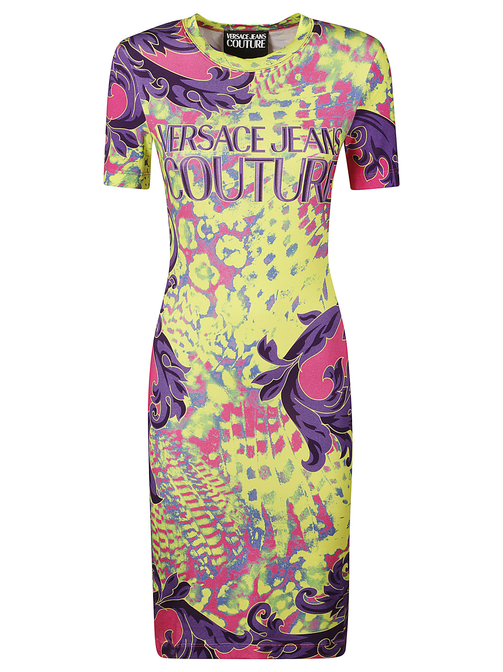 animalier logo print slim dress