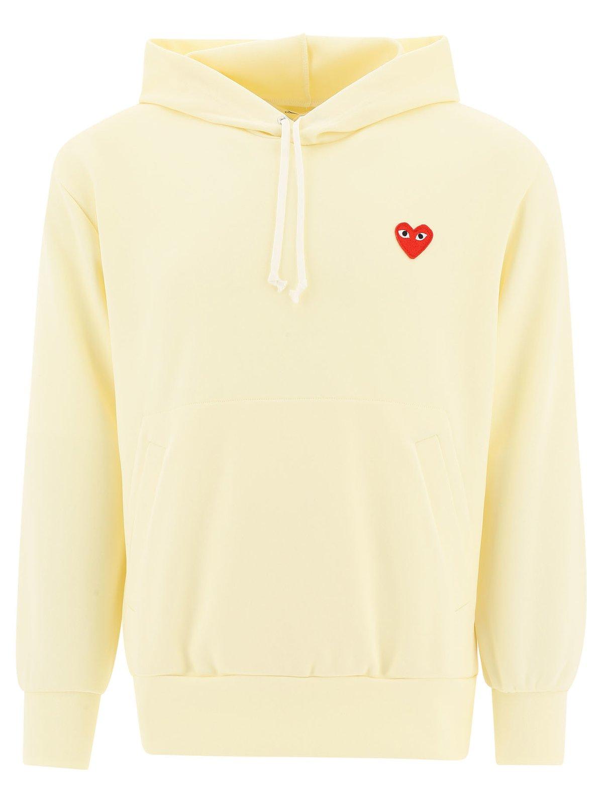 Comme des Garcons Play Heart Logo Patch Drawstring Hoodie italist ALWAYS LIKE A SALE