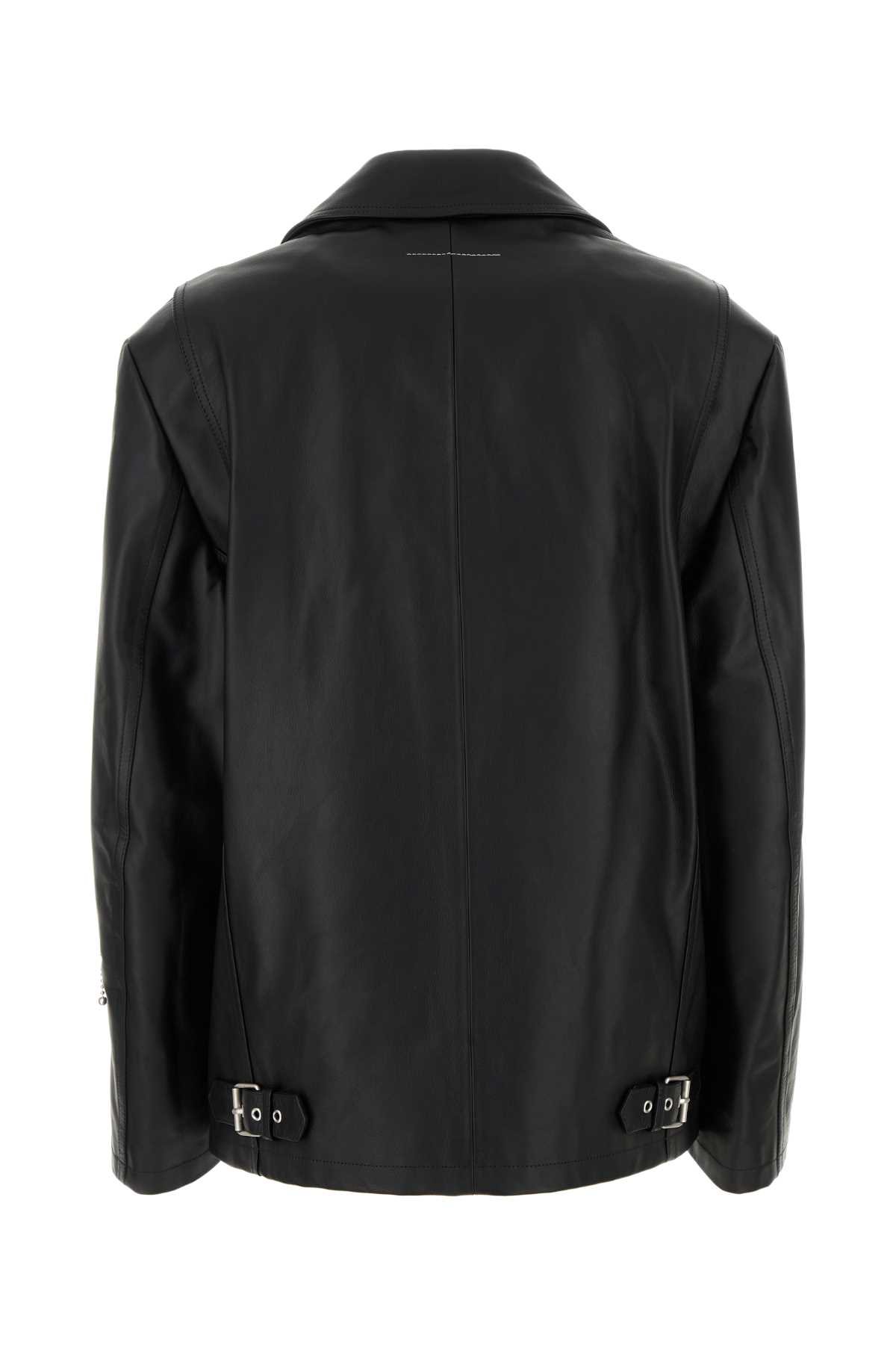 レザージャケット・コート Mm6 Maison Margiela Black Leather Jacket Leather jacket in black - MM 6 Maison Margiela | Mytheresa