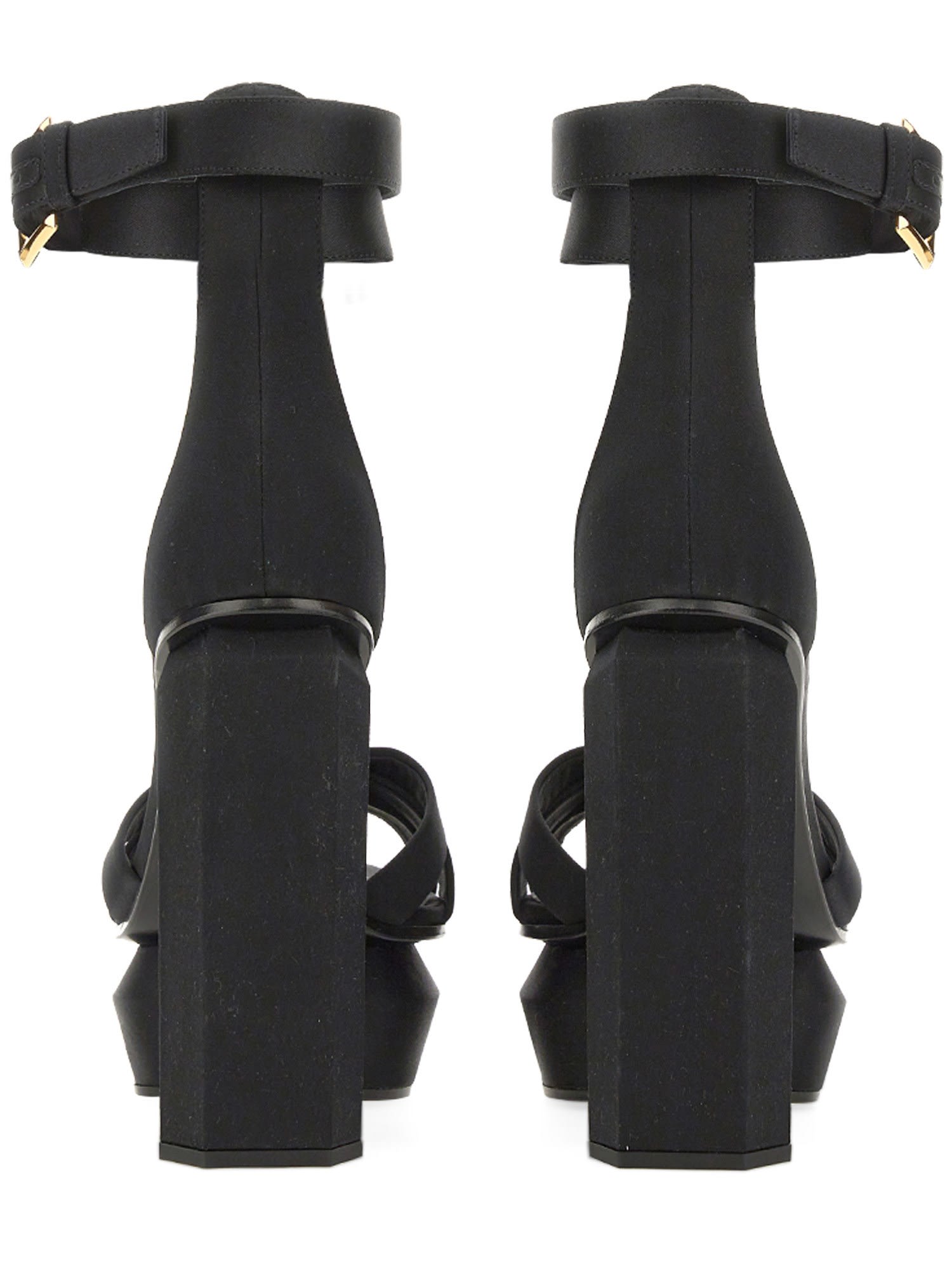 【関税&送料込】Balmain Ava Sandal With Platform Ava embellished suede platform sandals in black - Balmain