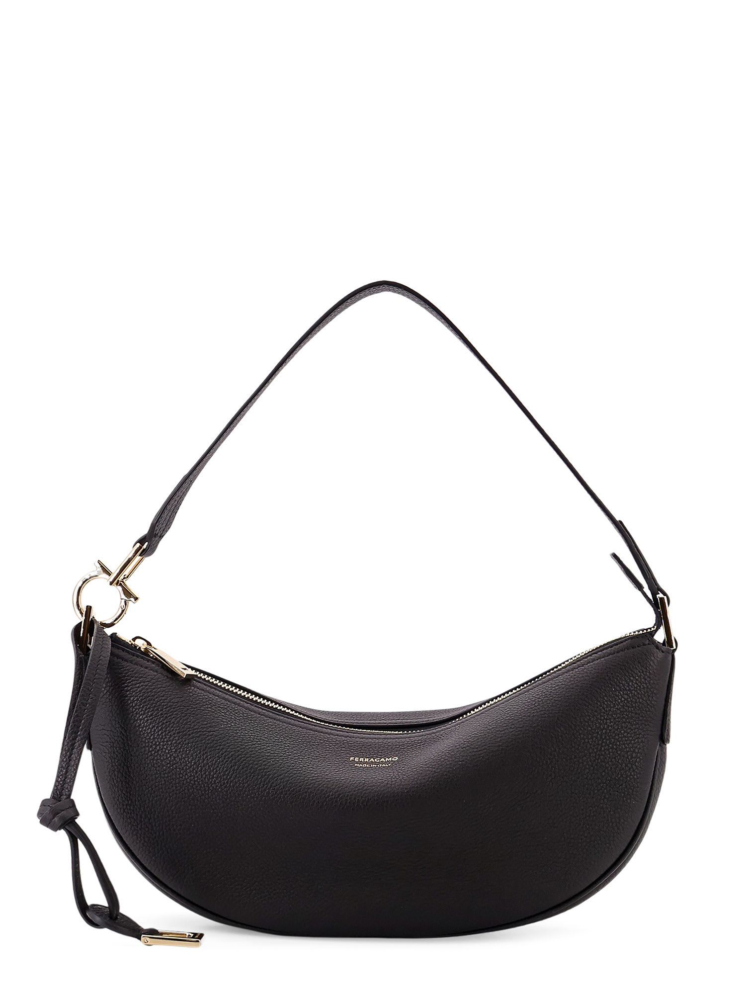 ショルダーバッグ・ポシェット FERRAGAMO Hobo bag s hammered leather shoulder bag Nero Ferragamo Hobo Bag S Hammered Leather Shoulder Bag | italist