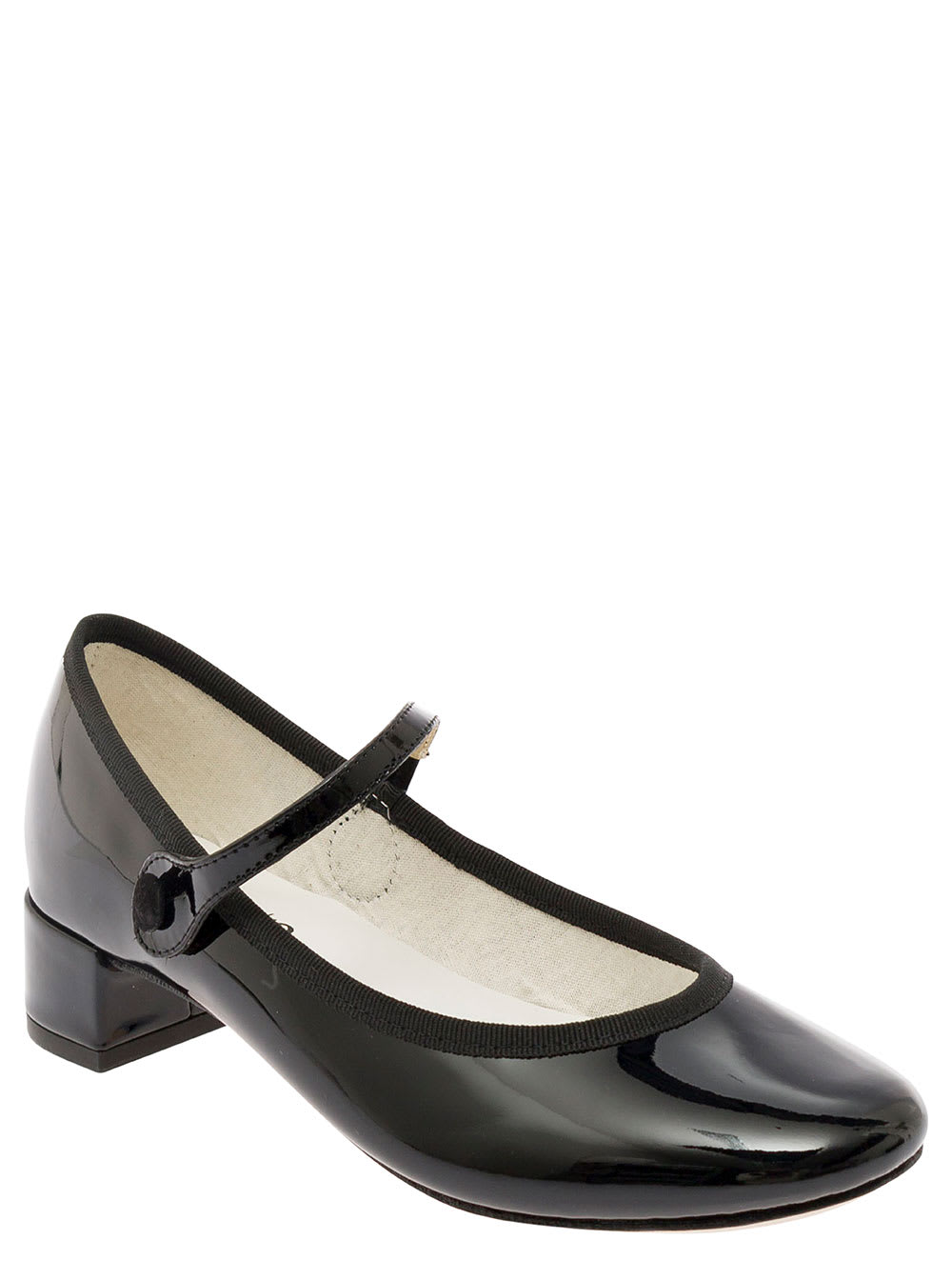 Repetto Rose Black Mary Janes With Strap In Patent Leather