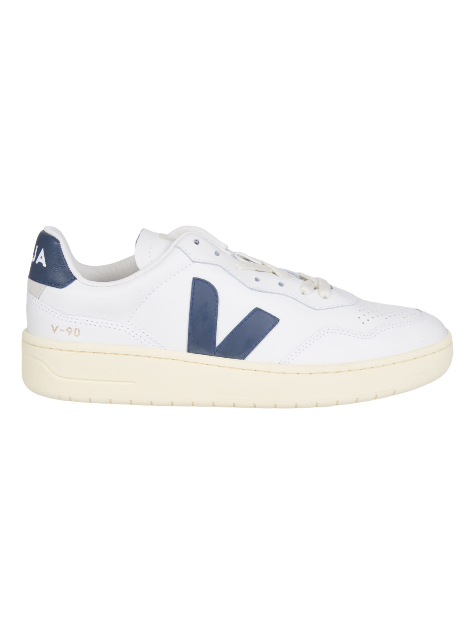 スニーカー VEJA FW24 V-90 (VD2003656 EXTRAWHITENAUTICO) Tênis Veja V-90 O.T Leather Extra White Nautico VD2003656